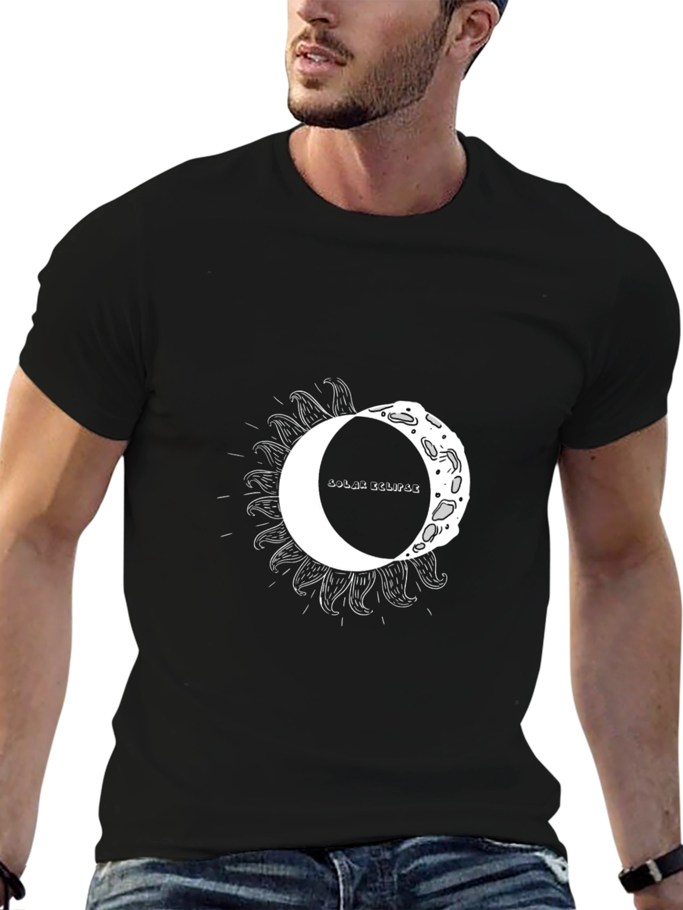 Black Solar Eclipse Graphic Tee - Unisex Black T-Shirt view 6