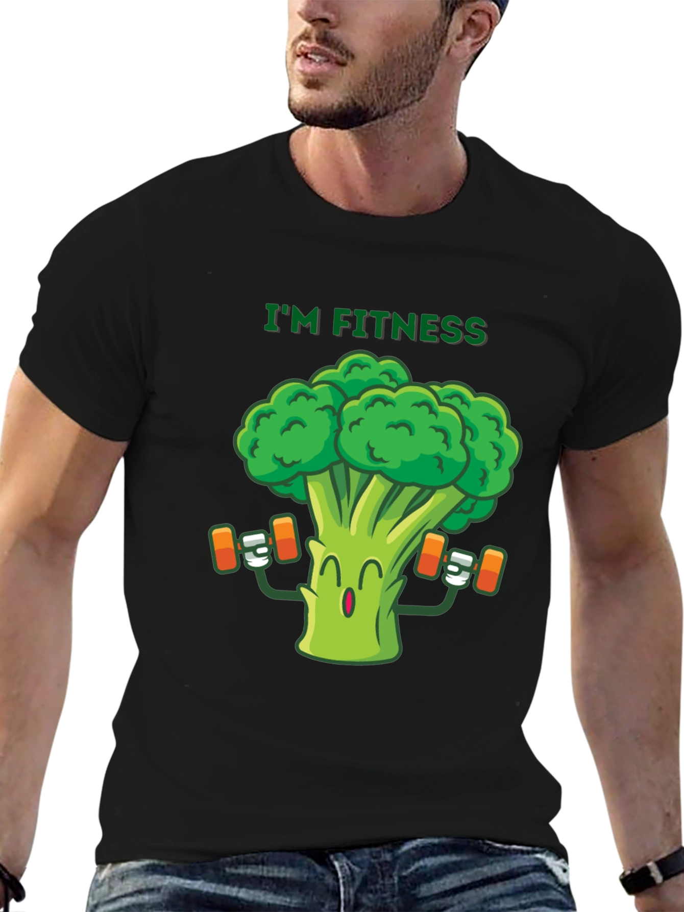 Black I'm Fitness Broccoli Graphic Tee view 6