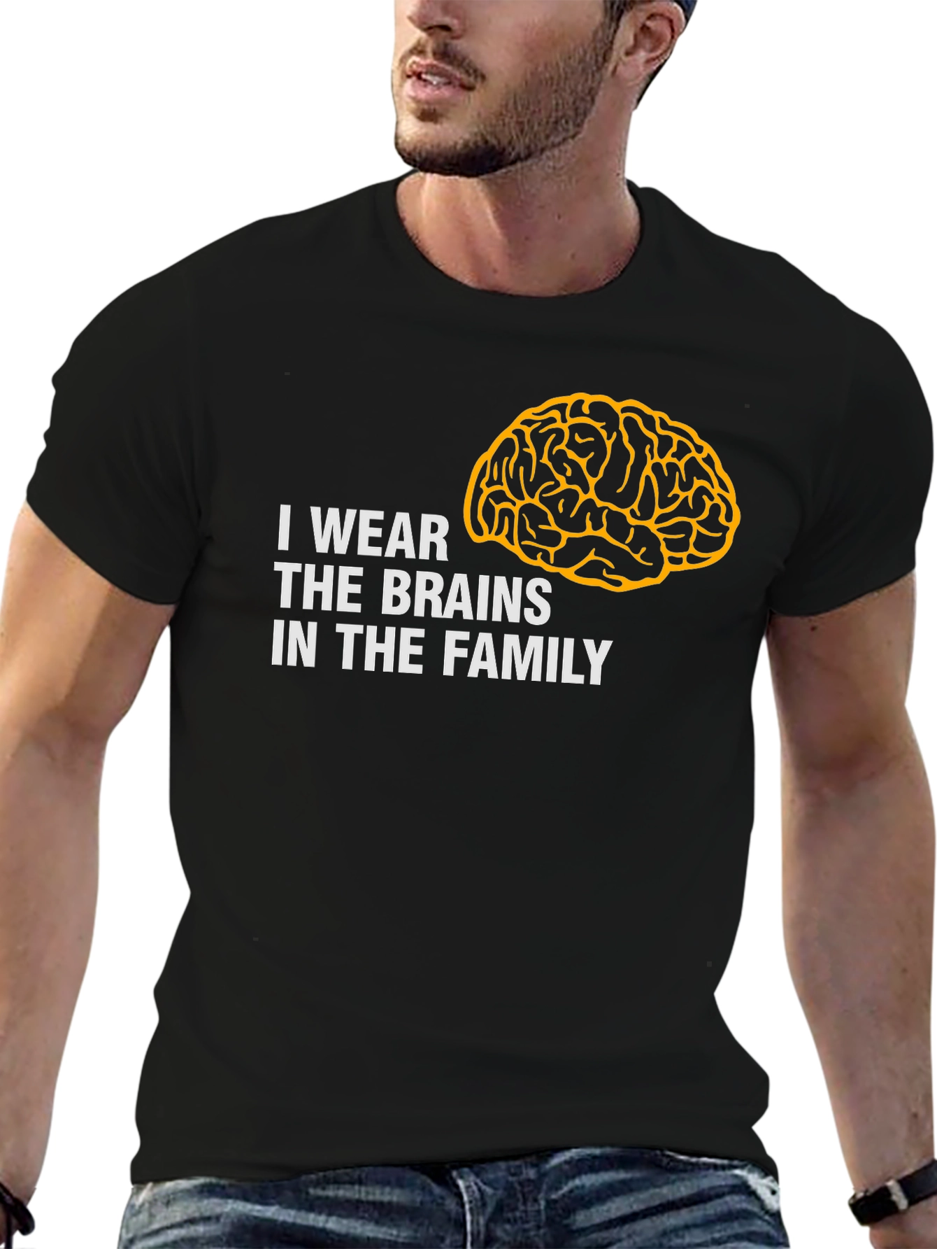 Black I Wear The Brains T-Shirt - Funny Family Tee view 6