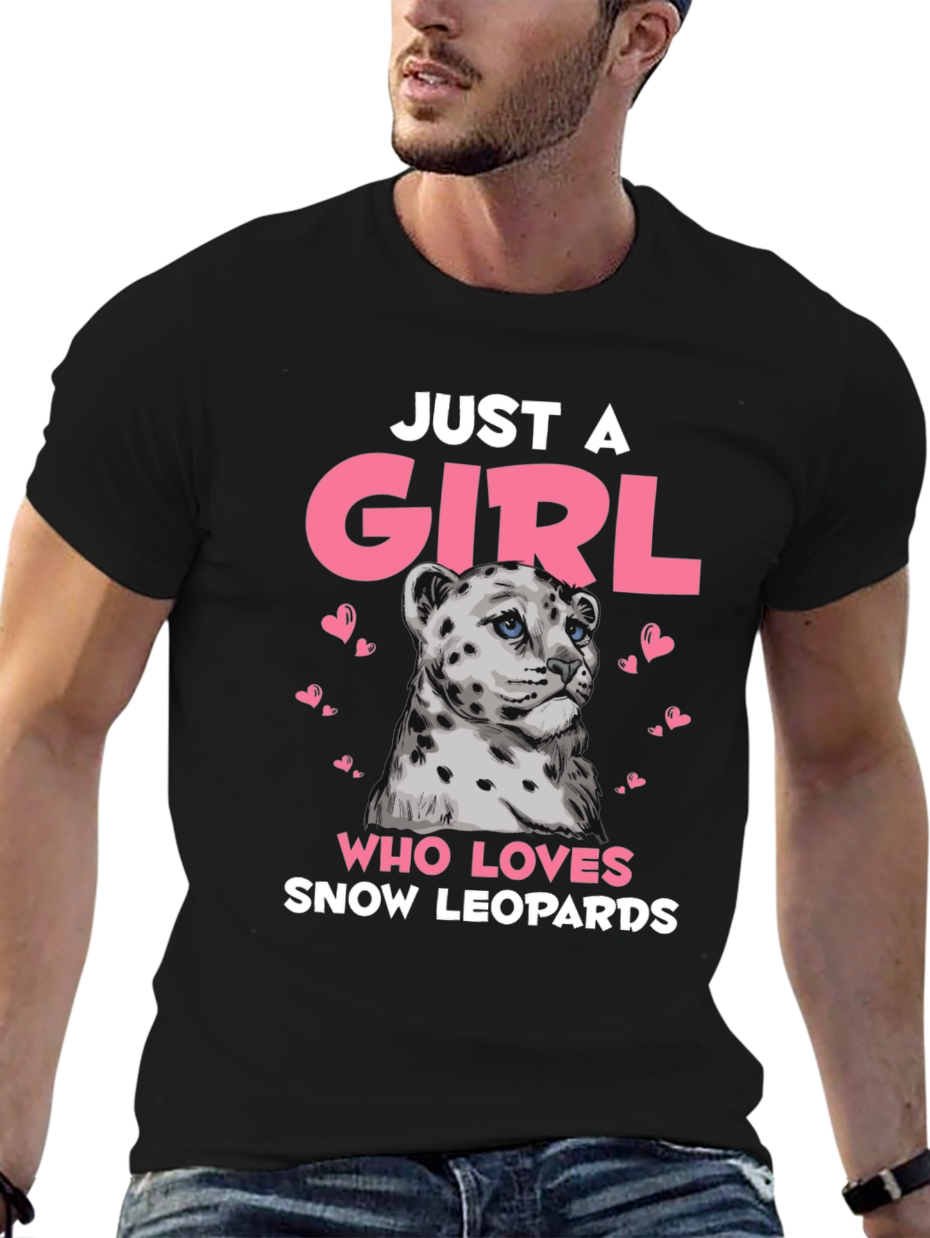 Black Snow Leopard Girl's T-Shirt view 6