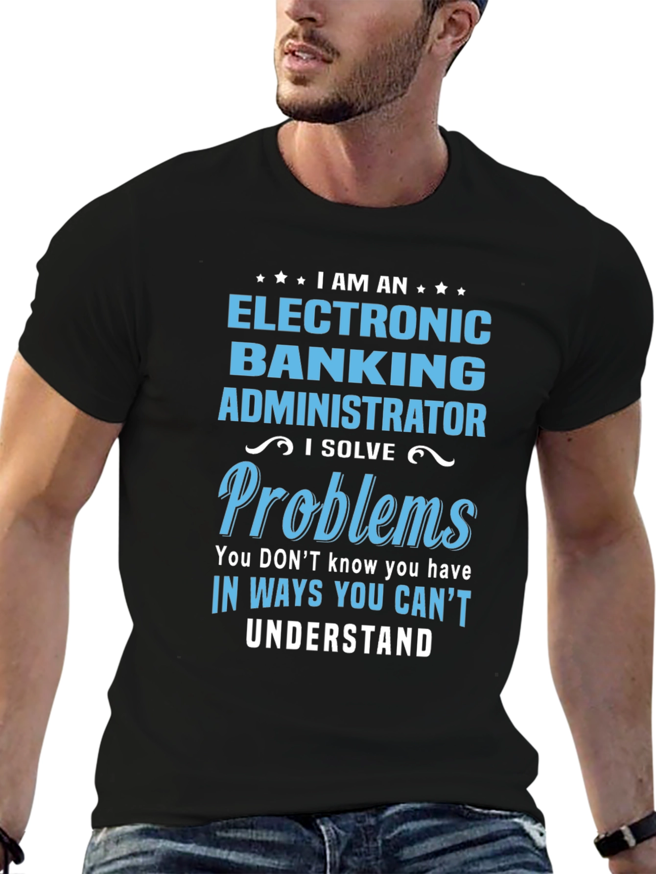 Black Electronic Banking Administrator T-Shirt view 6