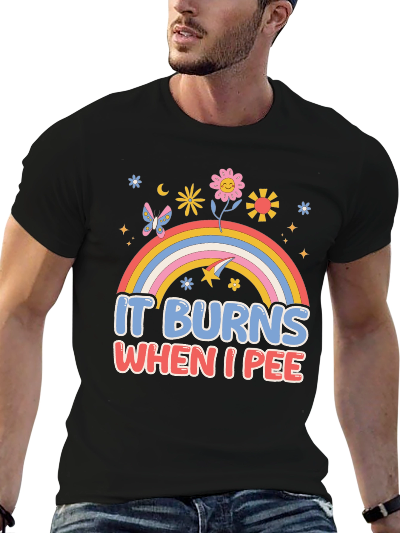 Black It Burns When I Pee Graphic Tee view 6