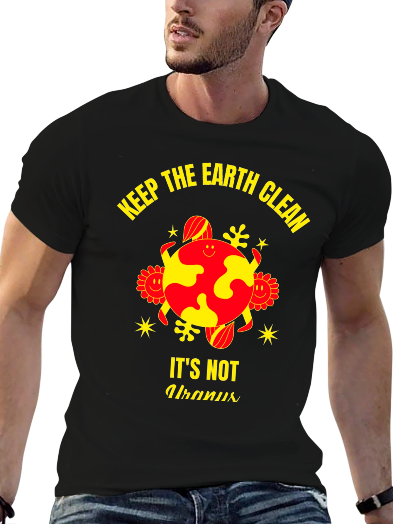 Black Keep Earth Clean T-Shirt - Save the Planet Tee view 6