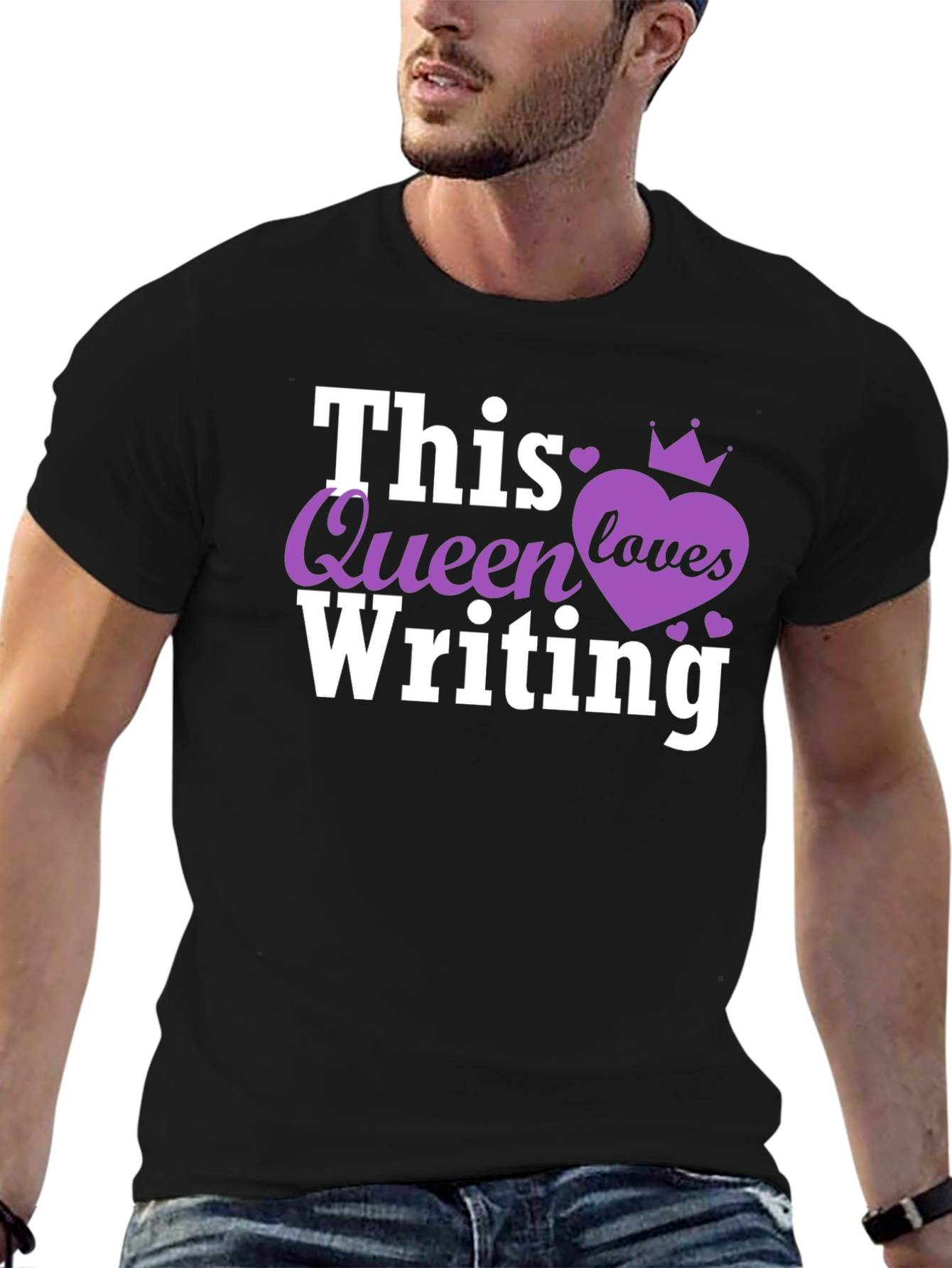 Black Queen Writing T-Shirt - Black Novelty Tee view 6