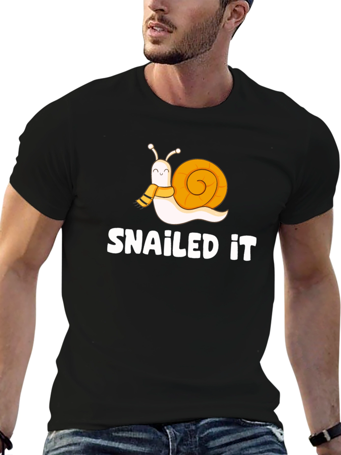 Black Snailed It T-Shirt Funny Snail Graphic Tee view 6