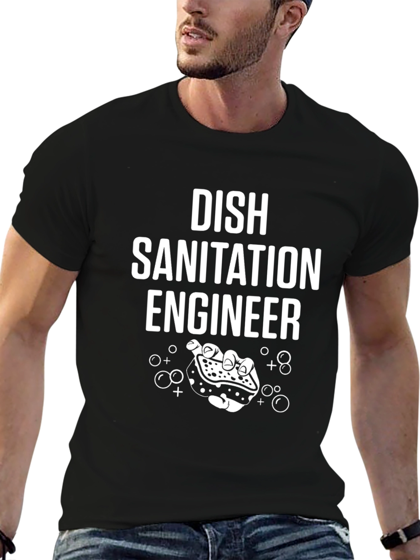Black Dish Sanitation Engineer Graphic T-Shirt view 6