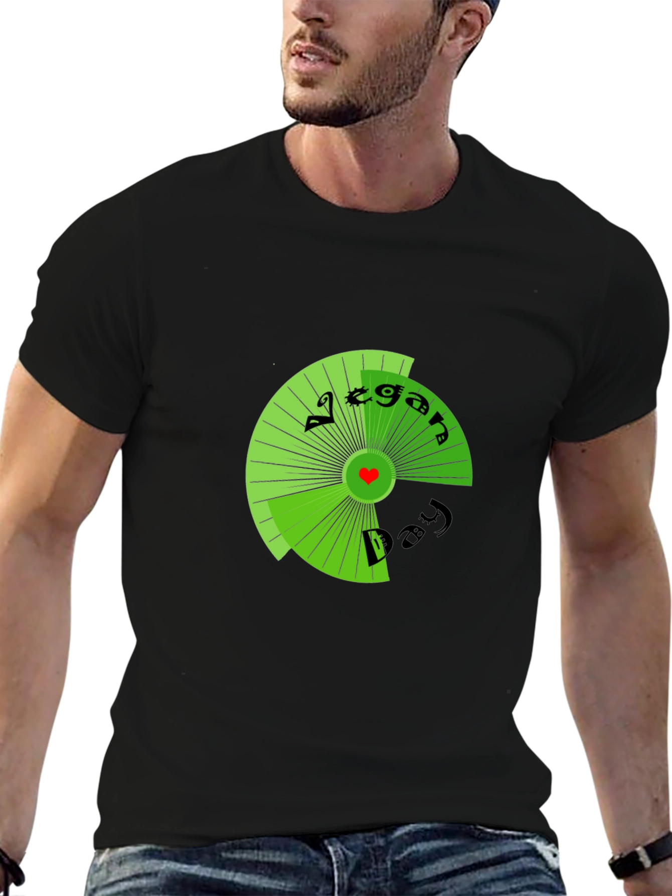 Vegan Day T-Shirt - Black, Circular Graphic - 6