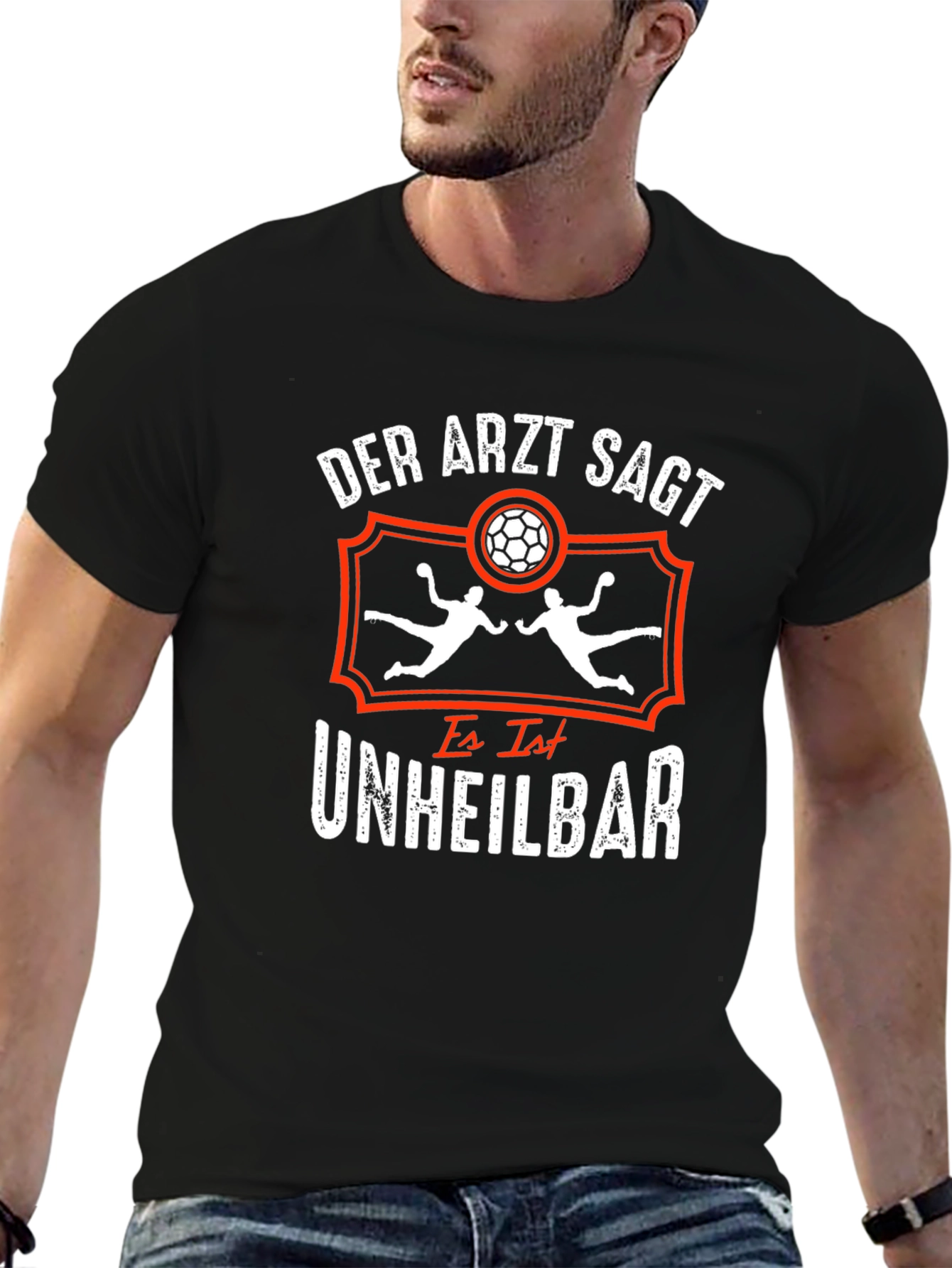 Black Handball Addict T-Shirt: Der Arzt Sagt Unheilbar view 6