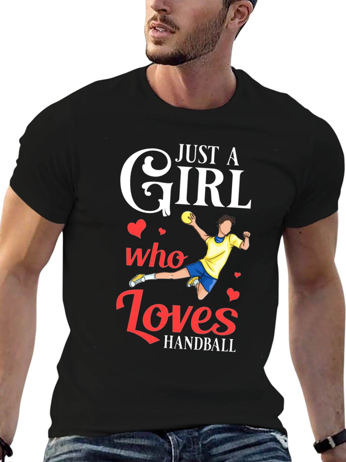 Black Handball Girl's Love T-Shirt view 6