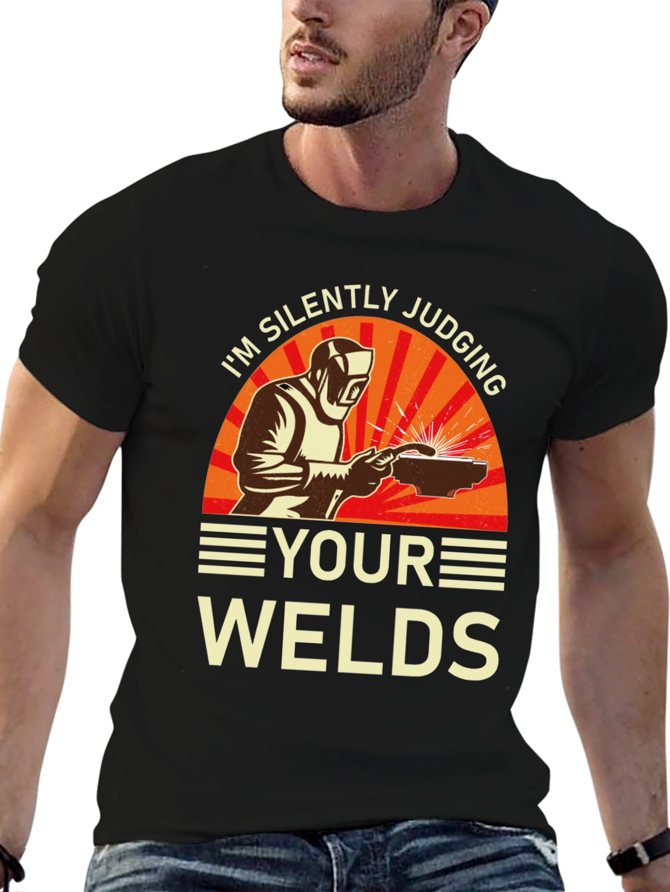 Black Welder T-Shirt - Silently Judging Your Welds Funny Tee view 6