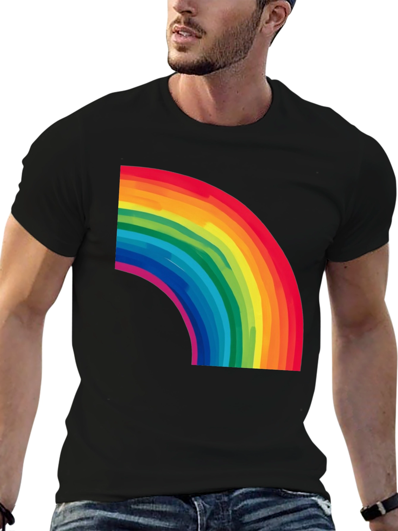 Black Rainbow Graphic Black T-Shirt view 6