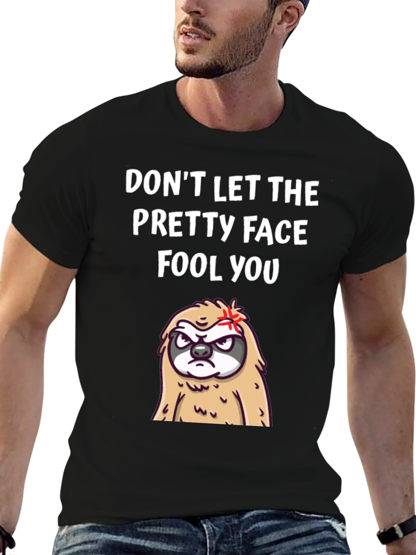 Black Funny Sloth T-Shirt - Don't Let The Pretty Face Fool You! view 6