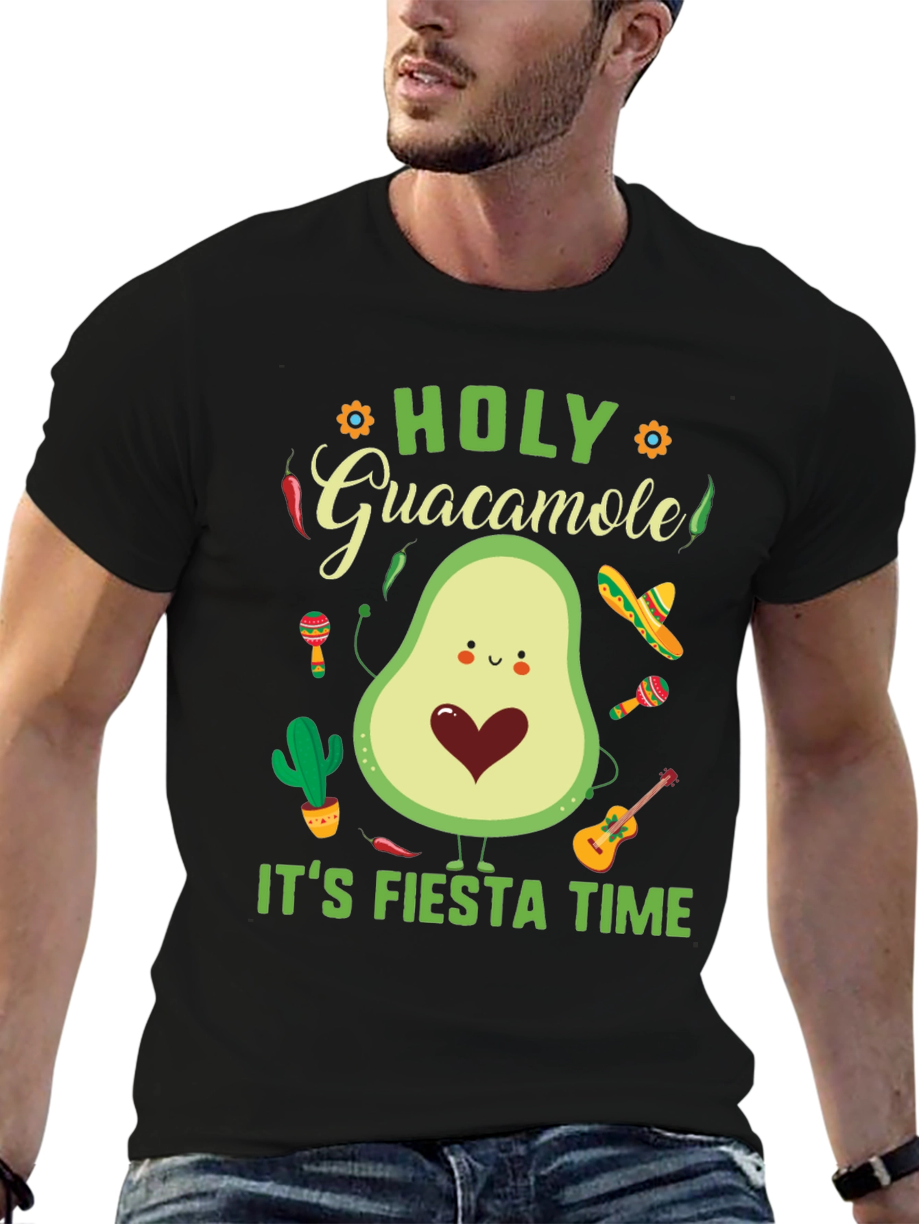 Black Fiesta Time Avocado Graphic Tee view 6