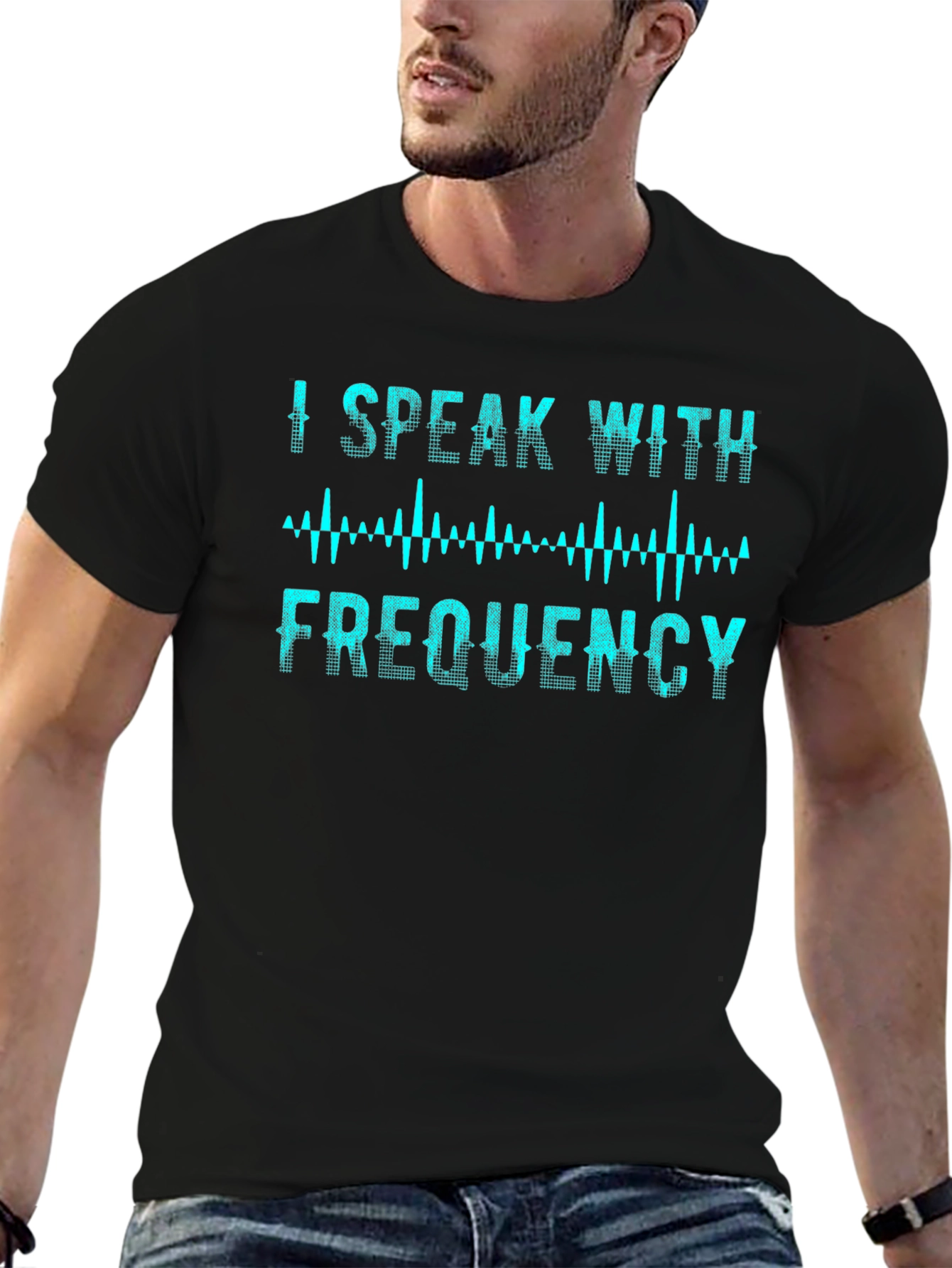 Black I Speak With Frequency T-Shirt view 6