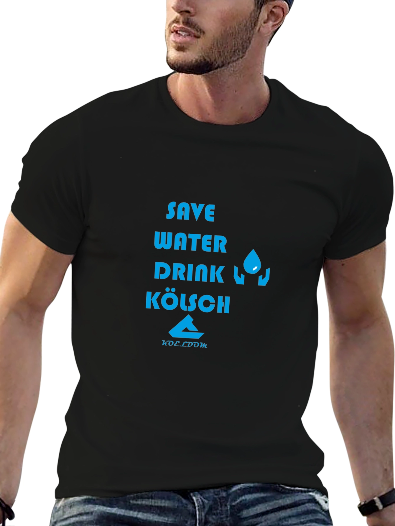 Black Save Water Drink Kölsch Graphic Tee view 6