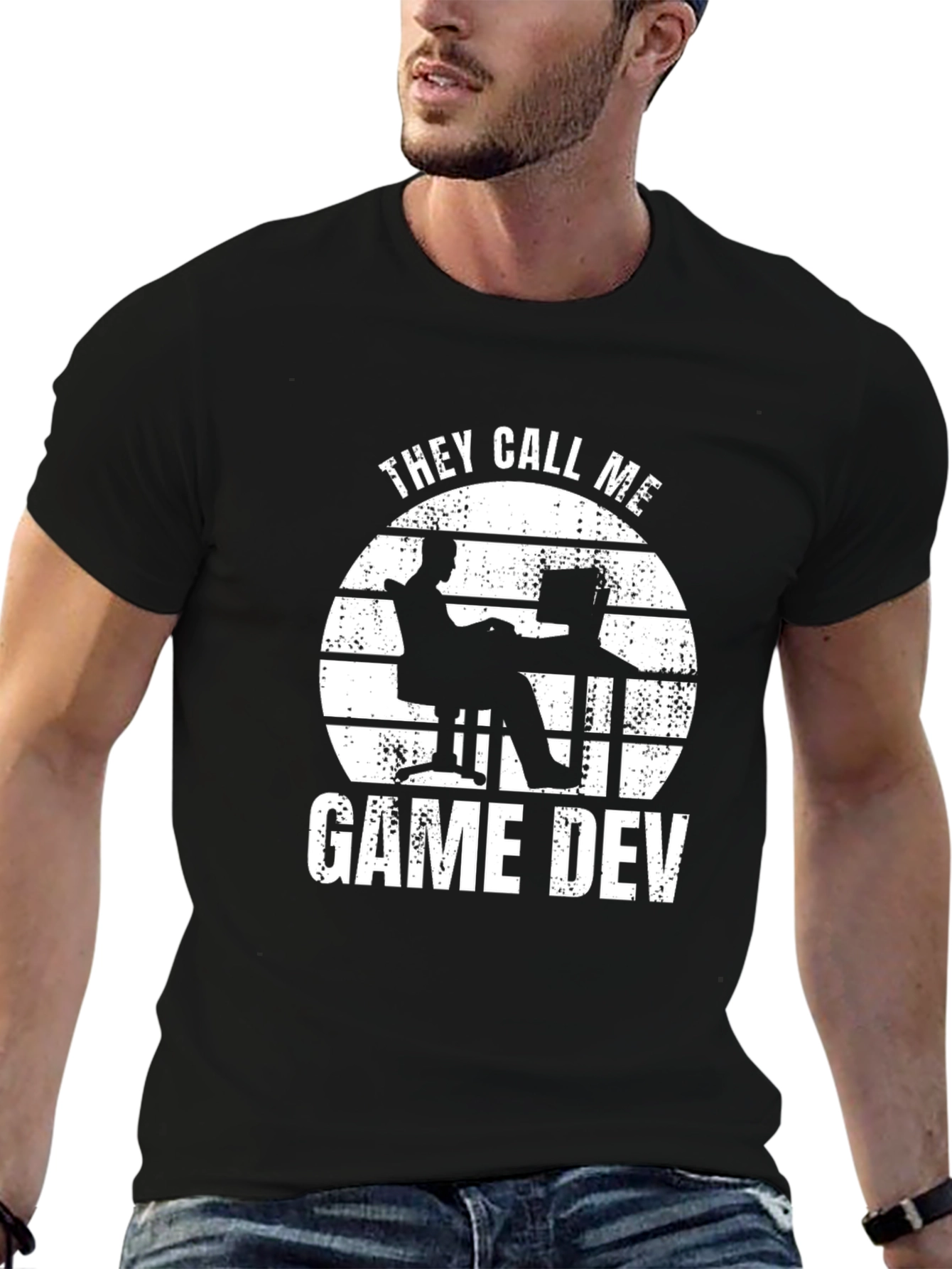 Black They Call Me Game Dev T-Shirt - Black Graphic Tee view 6