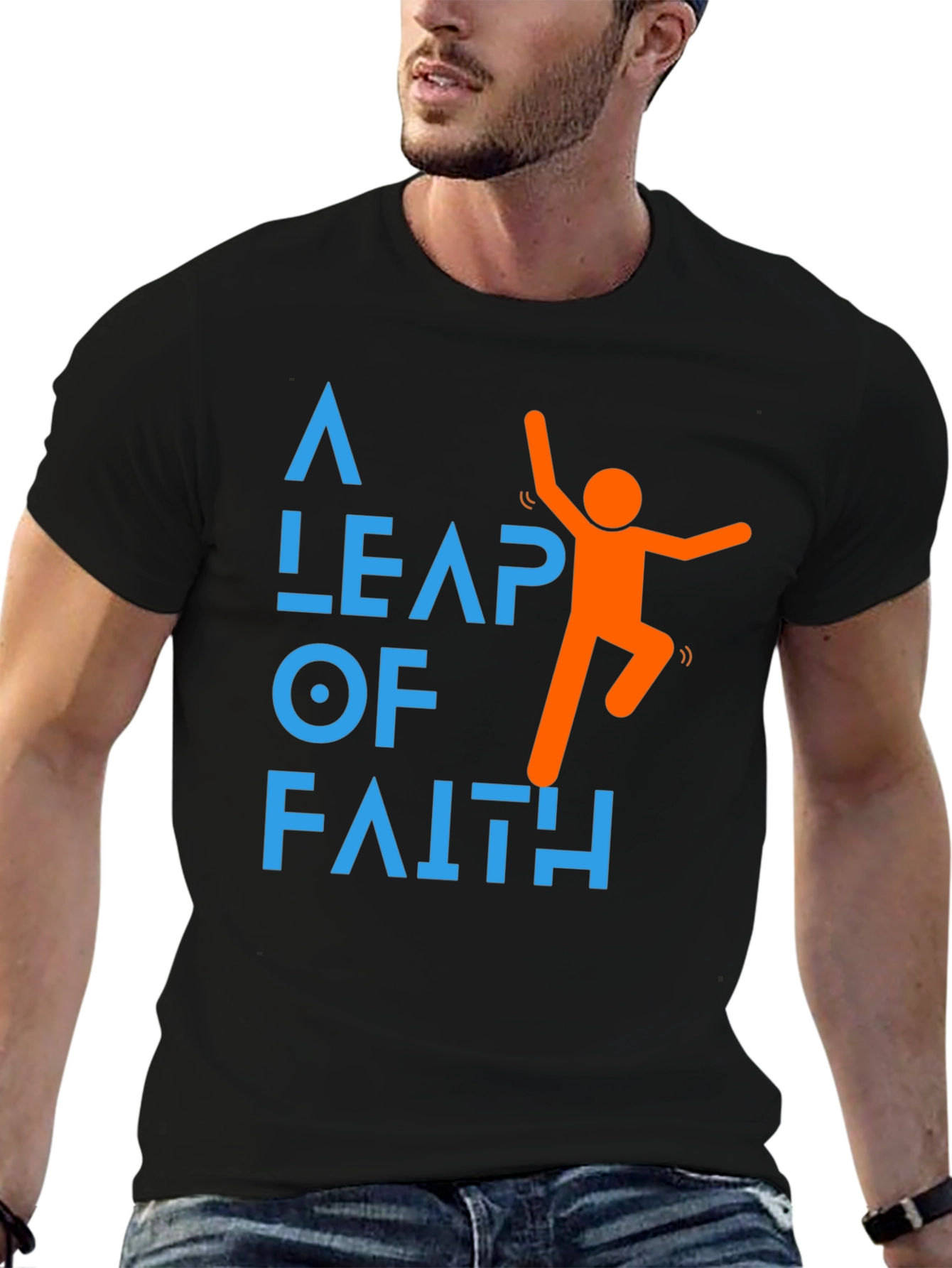Black Leap of Faith Graphic Tee - Motivational Black T-Shirt view 6