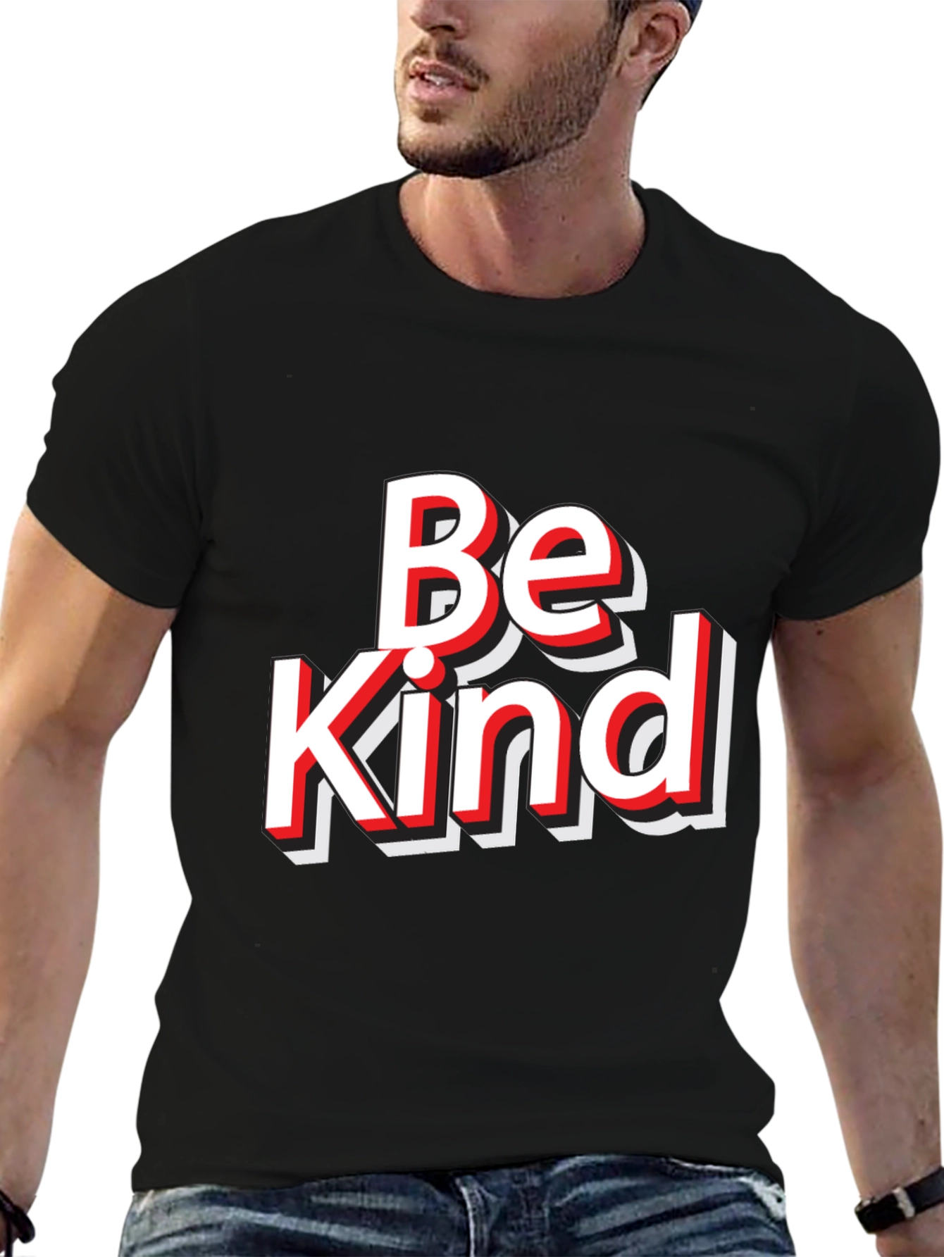 Black Be Kind Graphic Tee - Black Cotton Blend T-Shirt view 6