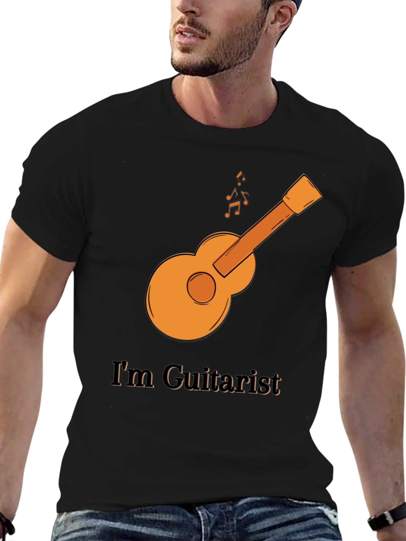 Black Guitarist T-Shirt - Music Lover Tee view 6