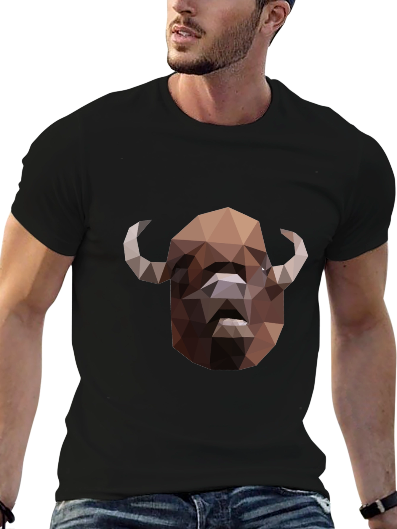 Black Geometric Buffalo Graphic T-Shirt - Black view 6