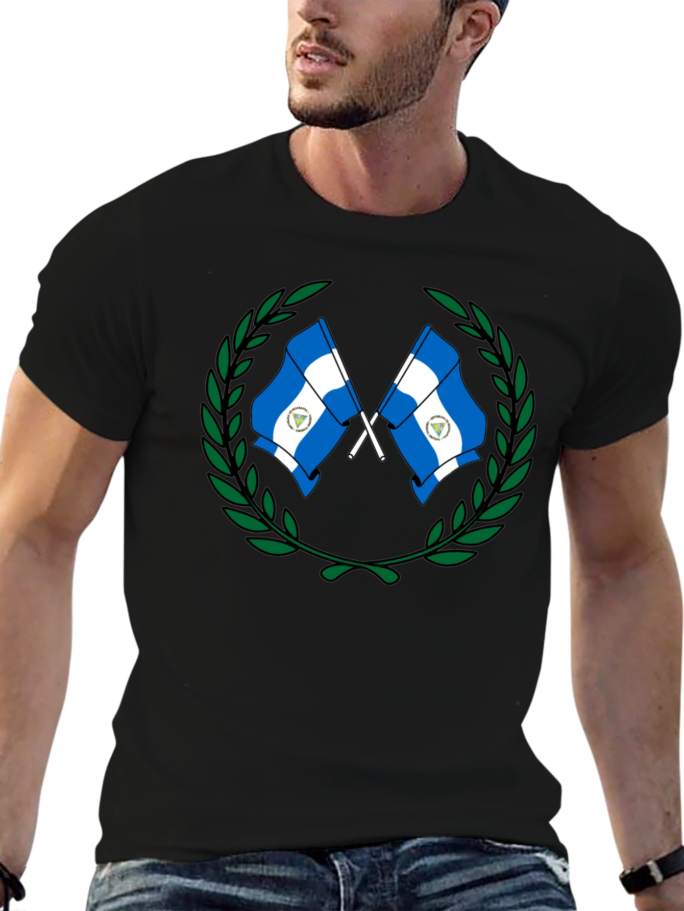 Black Nicaragua Flag T-Shirt view 6