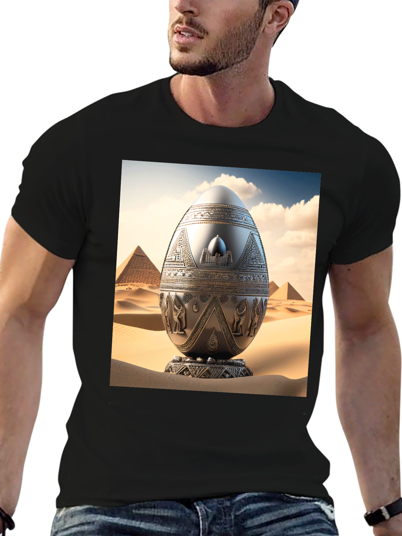 Black Egyptian Egg T-Shirt - Unique Design view 6