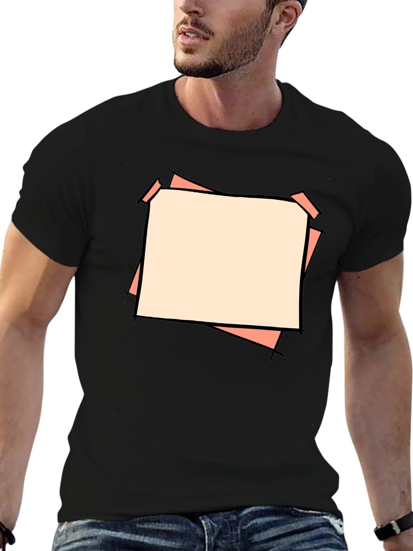 Black Abstract Graphic Black T-Shirt view 6