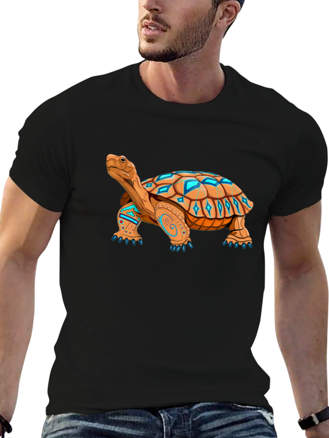 Black Turtle Graphic Black Tee - Unique Design view 6