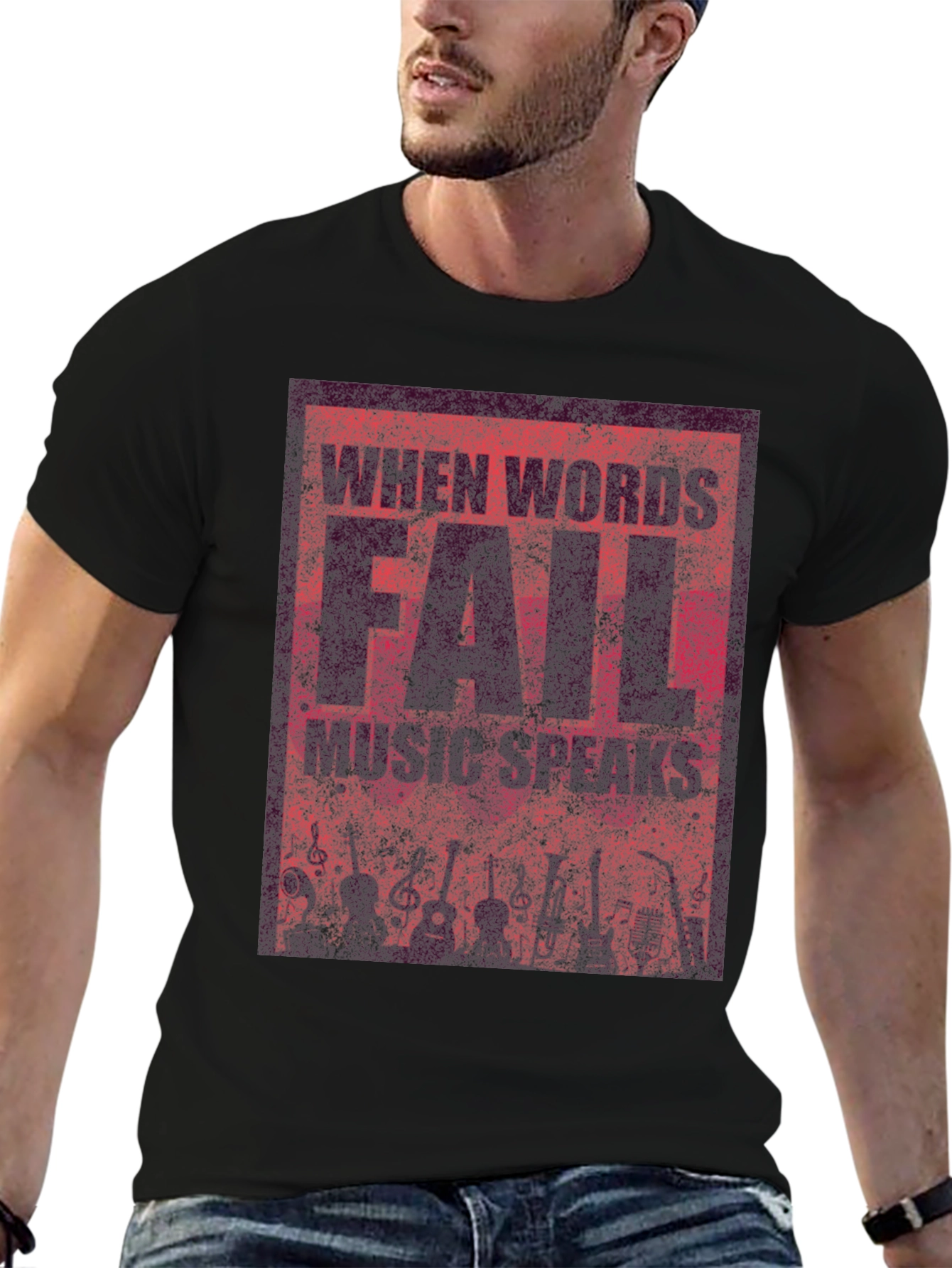 Black Music Speaks T-Shirt - When Words Fail Design view 6