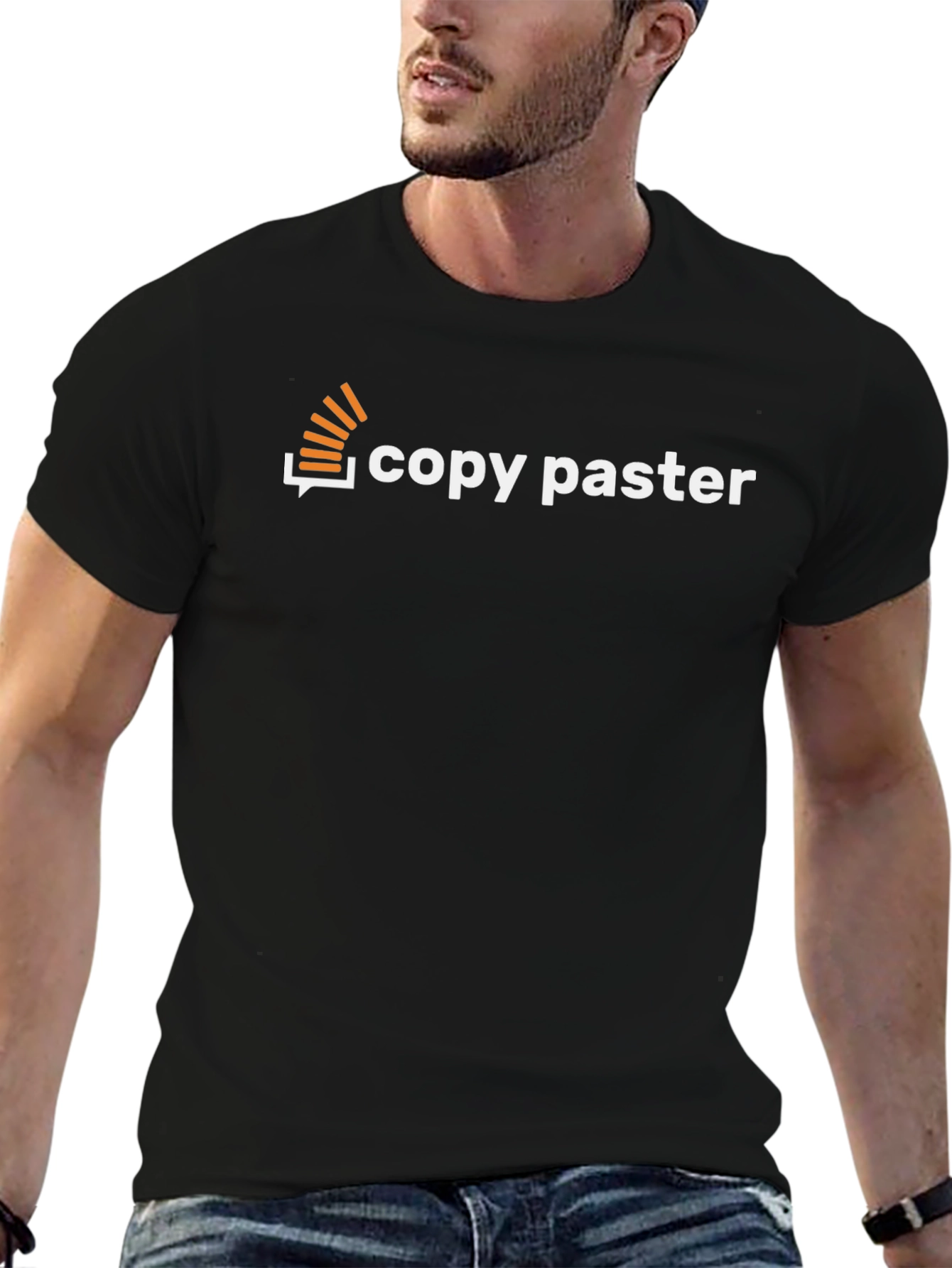 Black Copy Paster T-Shirt: Funny Programmer Shirt view 6