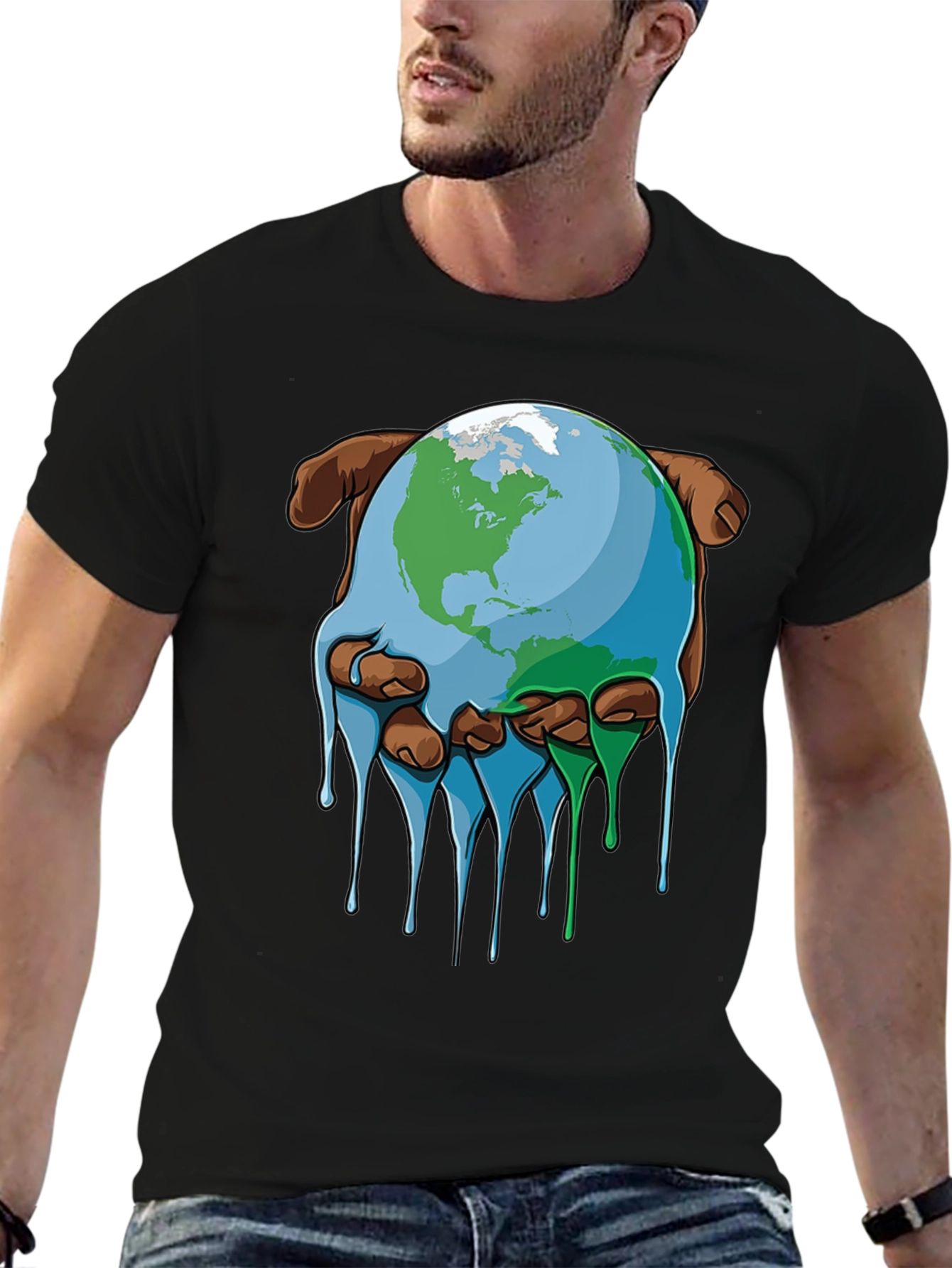 Black Melting Earth Graphic Tee - Save the Planet view 6