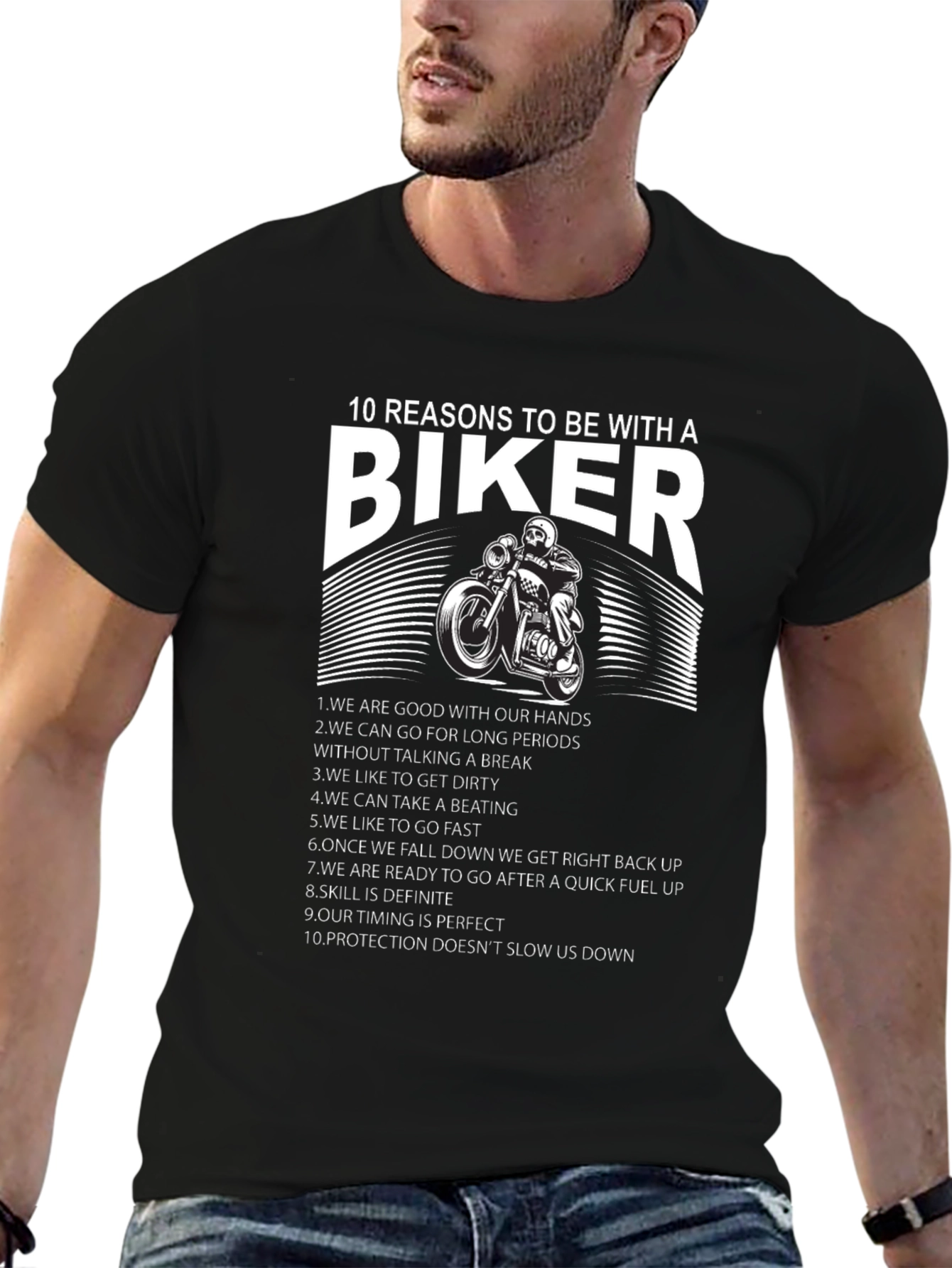 Black 10 Reasons to Date a Biker T-Shirt view 6