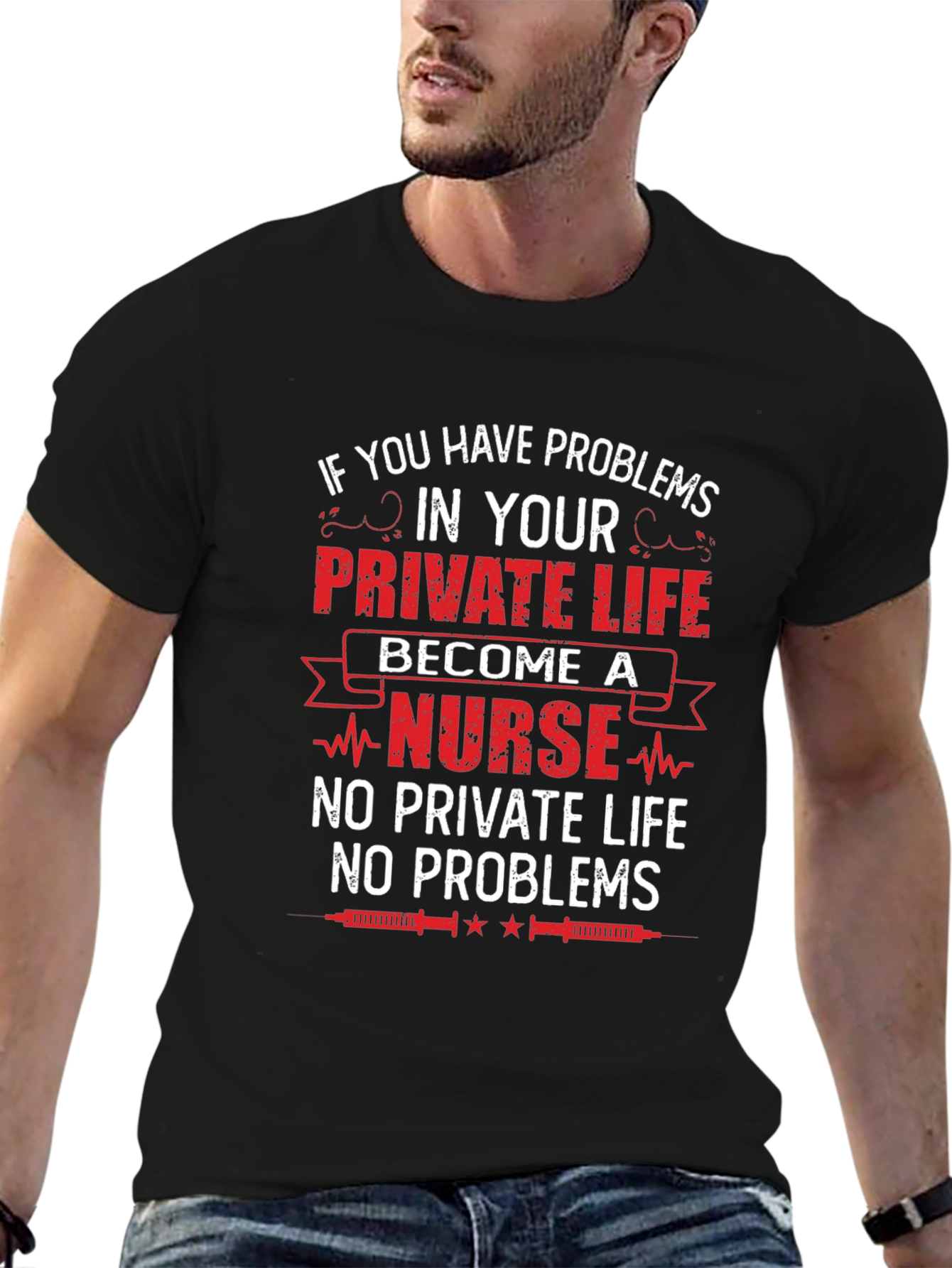 Black Nurse Life T-Shirt - No Private Life, No Problems view 6