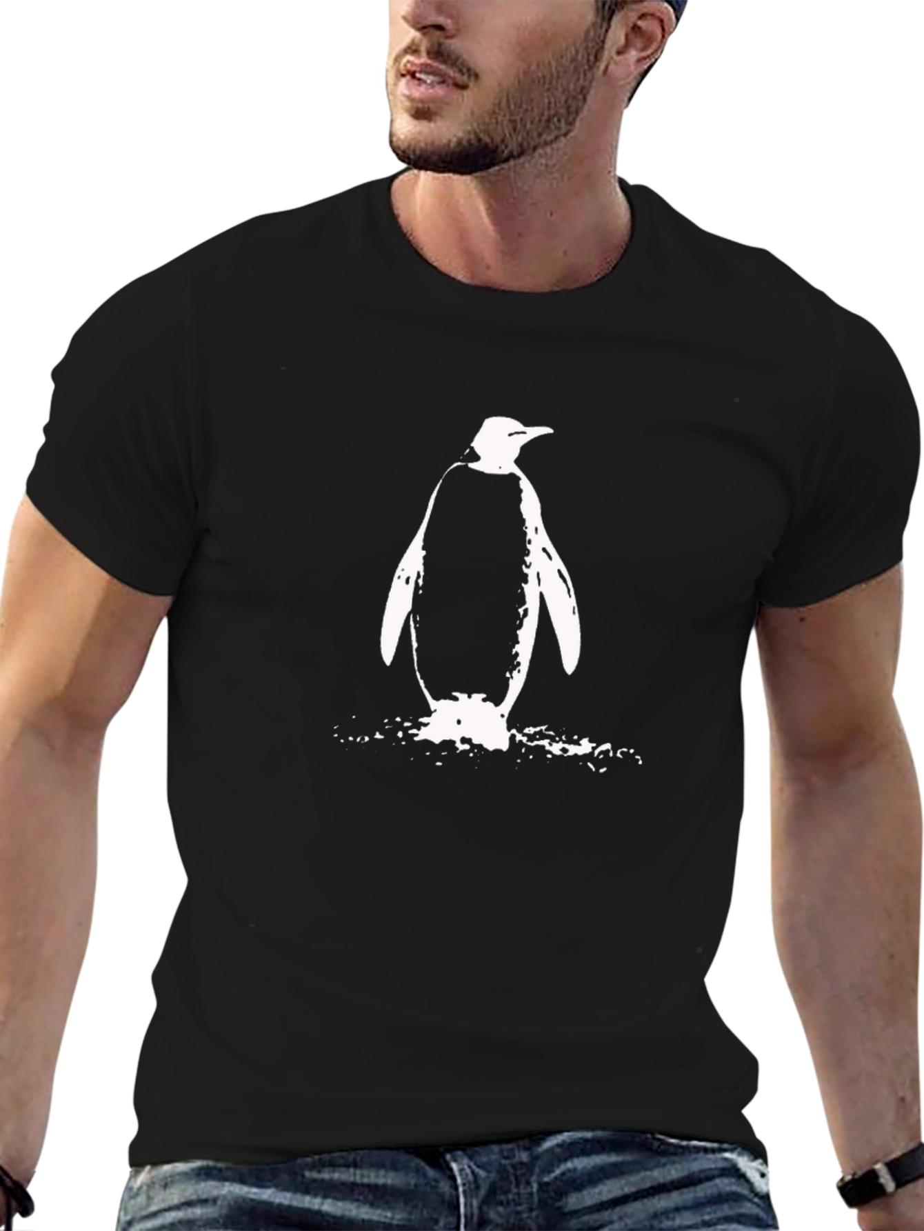 Black Penguin Graphic Tee - Black Cotton T-Shirt view 6