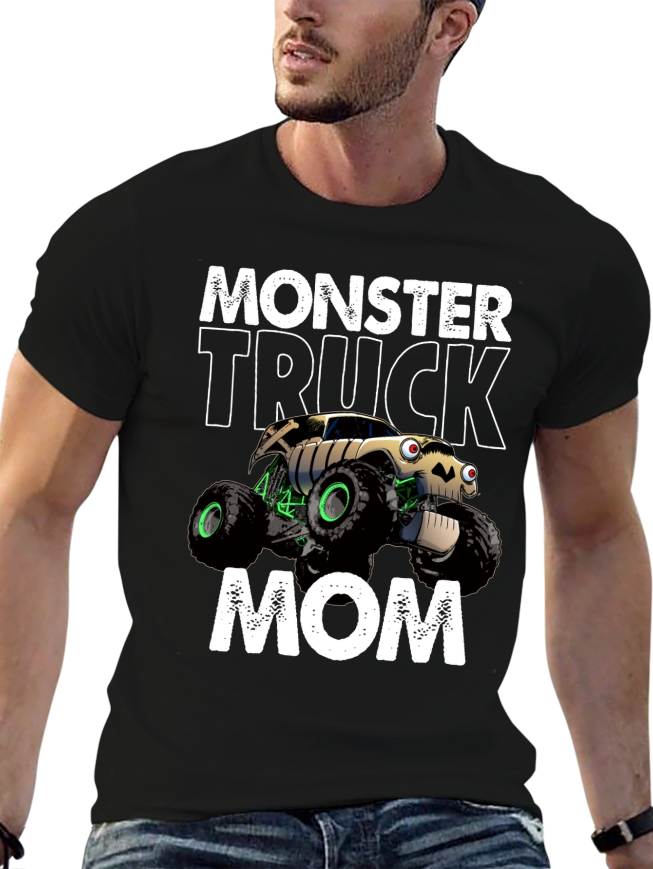 Black Monster Truck Mom T-Shirt - Black Cotton Blend view 6