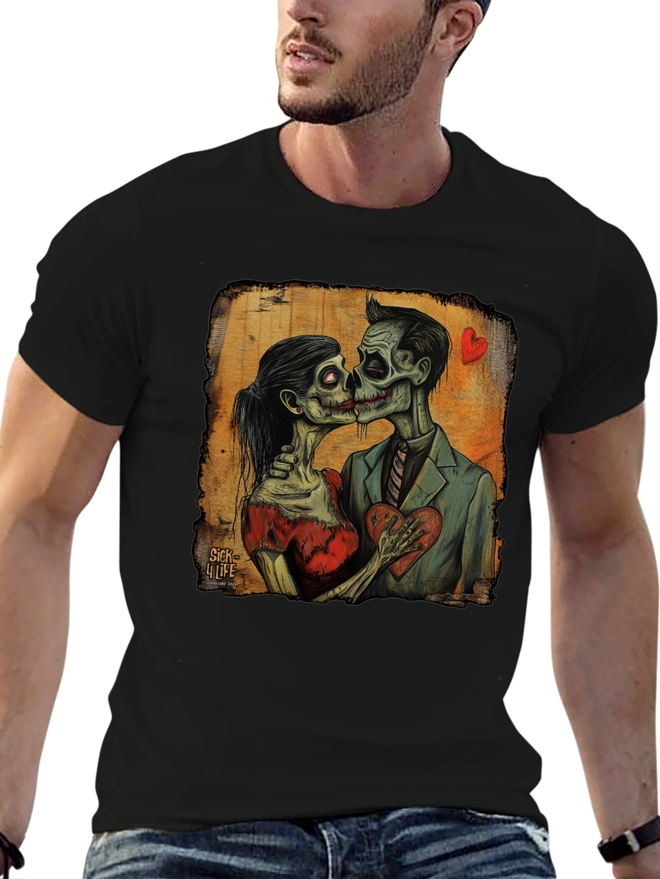 Black Zombie Love T-Shirt - Undead Romance Tee view 6