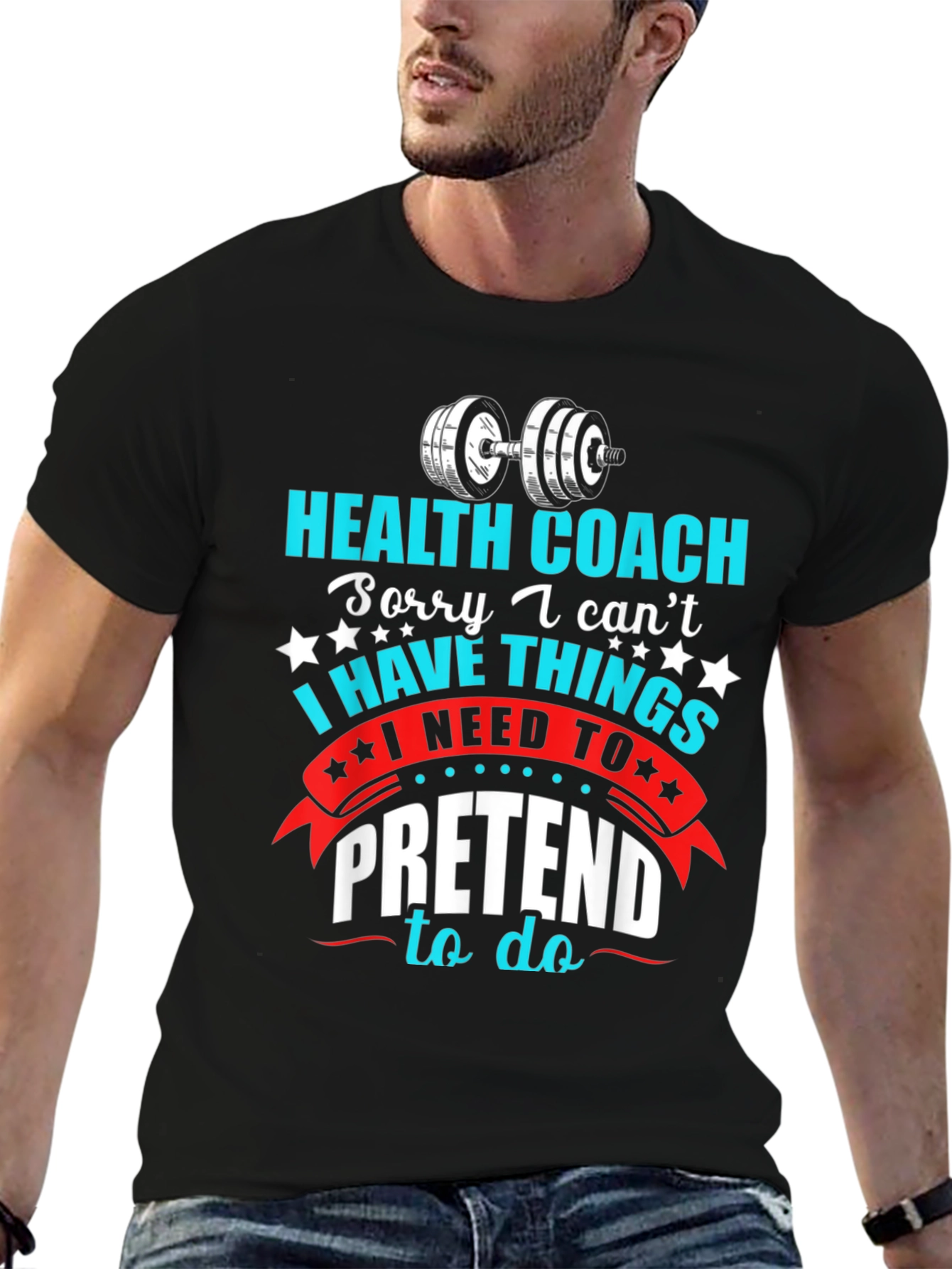 Black Health Coach T-Shirt - Funny Gym & Fitness Apparel view 6