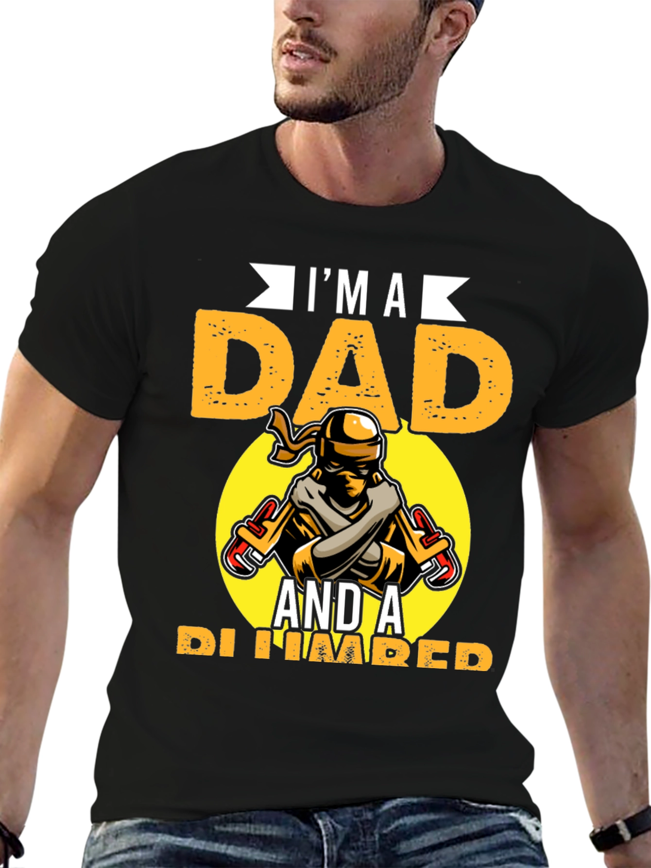 Black I'm A Dad And A Plumber Graphic Tee view 6