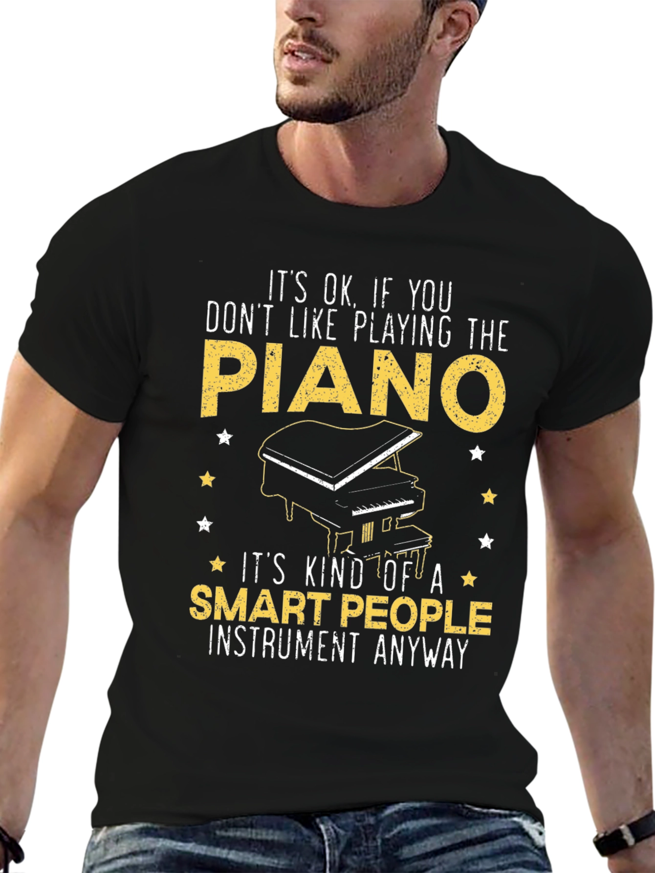 Black Piano Lover Tee - Smart People Instrument view 6