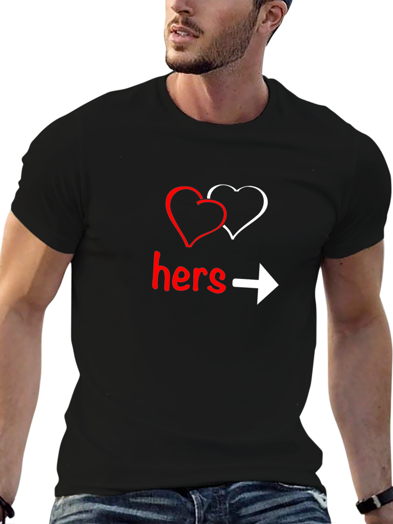 Black Hers Graphic T-Shirt - Valentine's Day Gift view 6