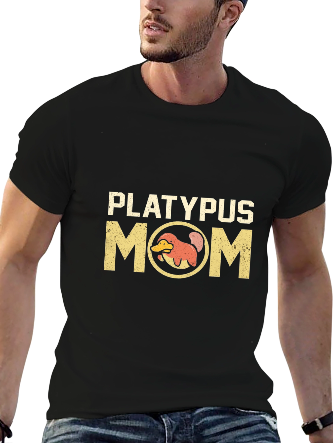 Black Platypus Mom Black T-Shirt Novelty Design view 6