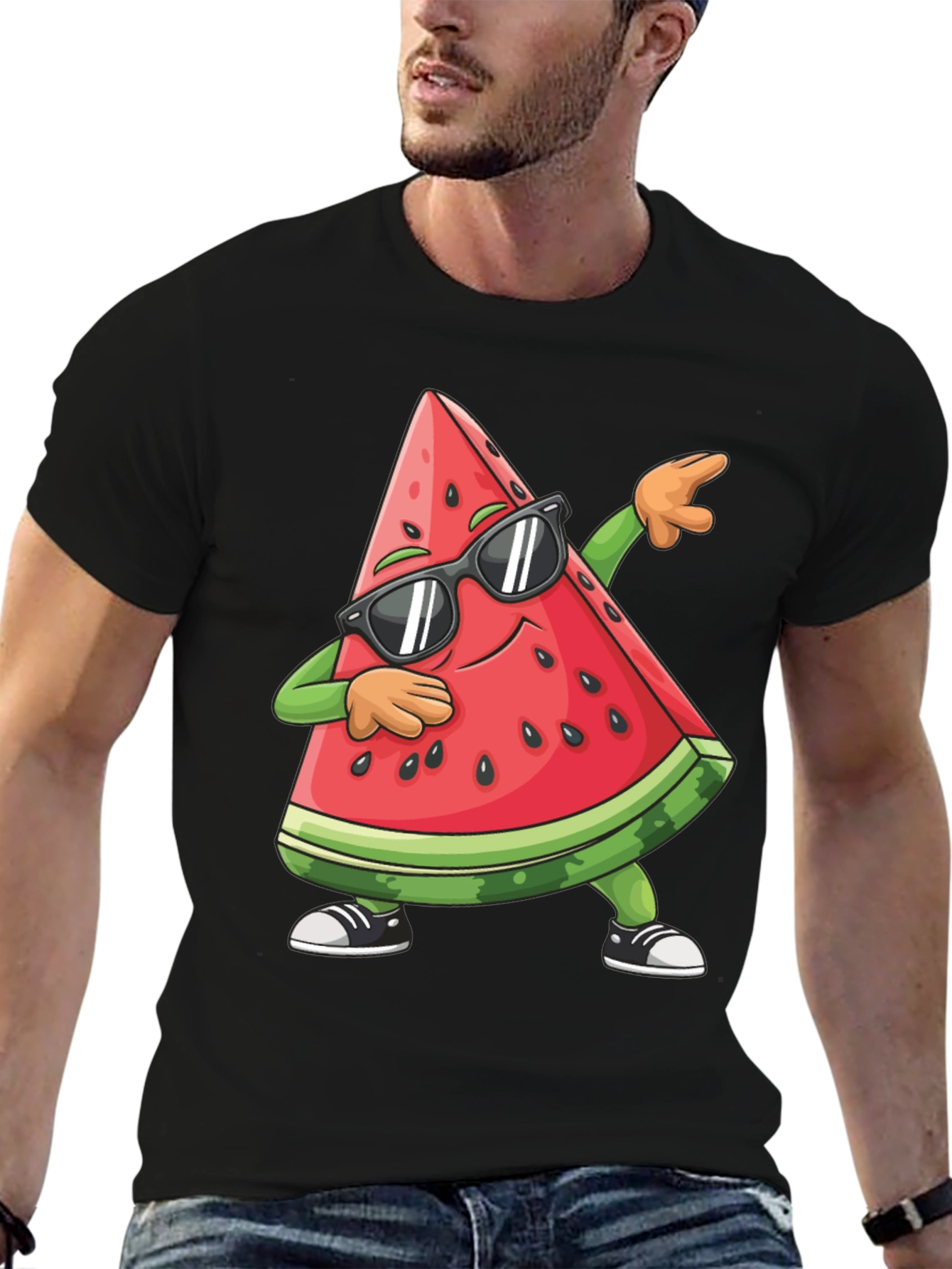 Black Cool Watermelon Dab T-Shirt - Summer Fun! view 6