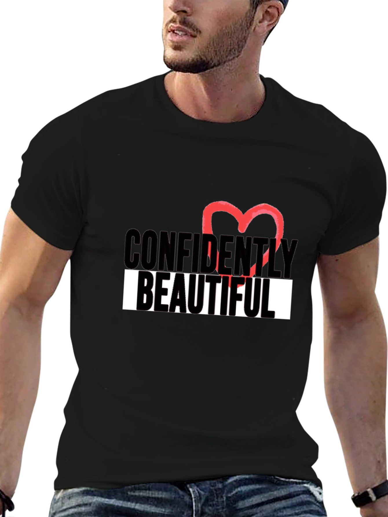 Black Confidently Beautiful Graphic T-Shirt view 6