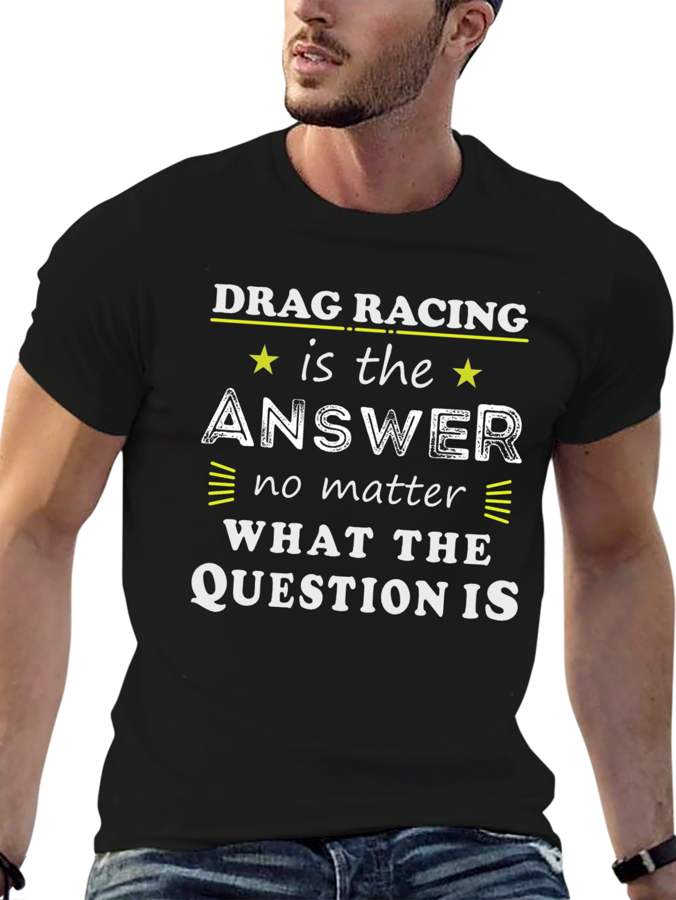 Black Drag Racing Answer Graphic Tee - Unisex view 6