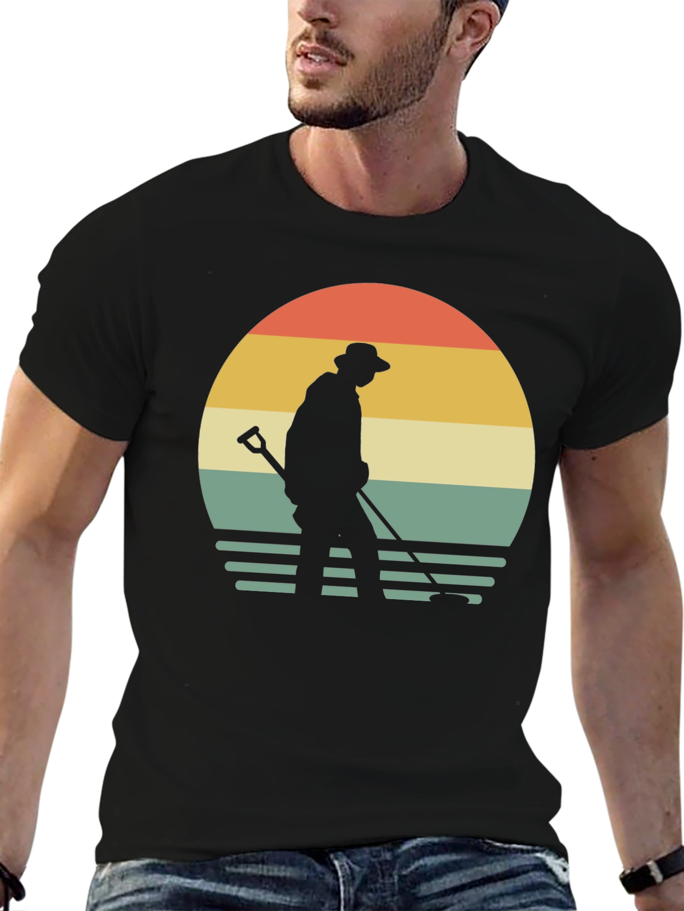 Black Vintage Metal Detecting T-Shirt view 6