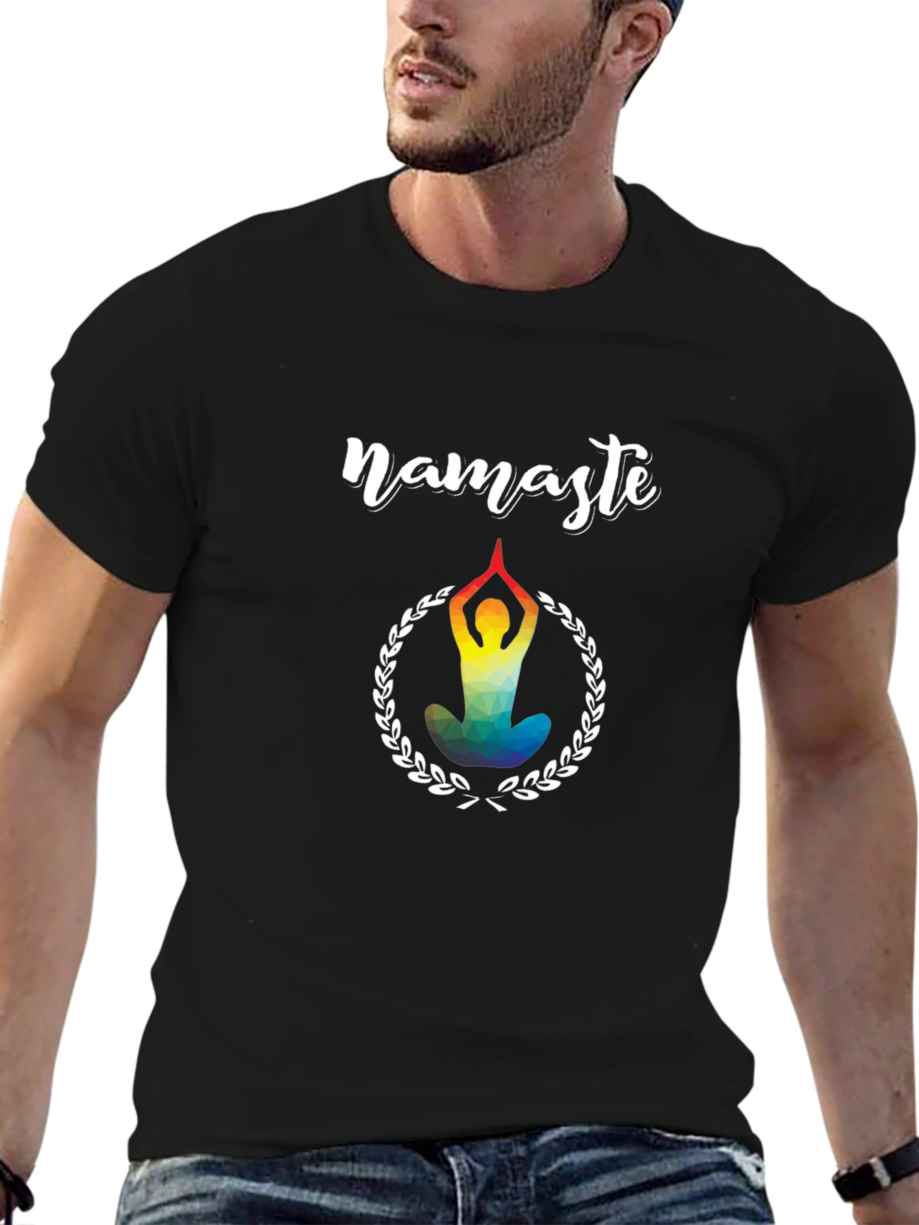 Black Namaste Yoga T-Shirt - Stylish Meditative Design view 6