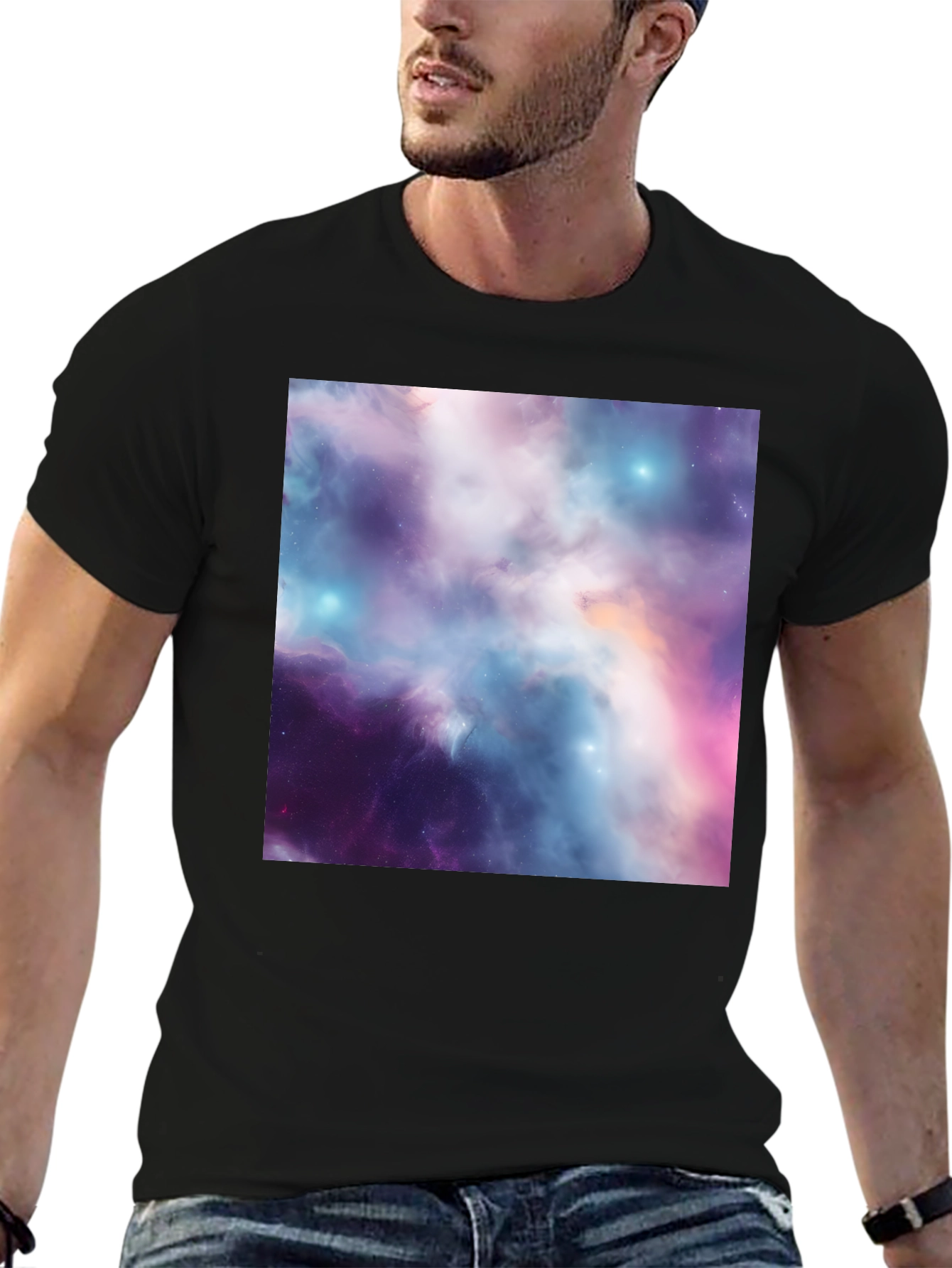 Black Nebula Print Black T-Shirt view 6