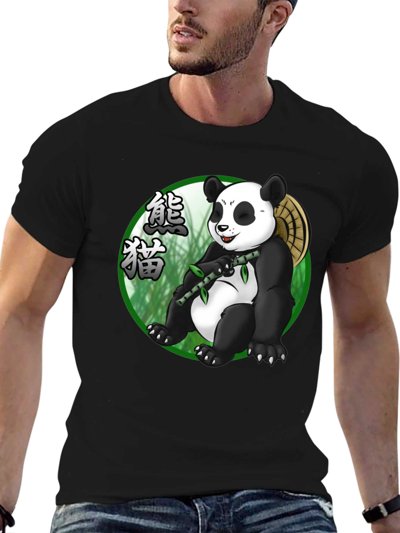 Black Panda Graphic Black T-Shirt - Unique Panda Bear Design view 6