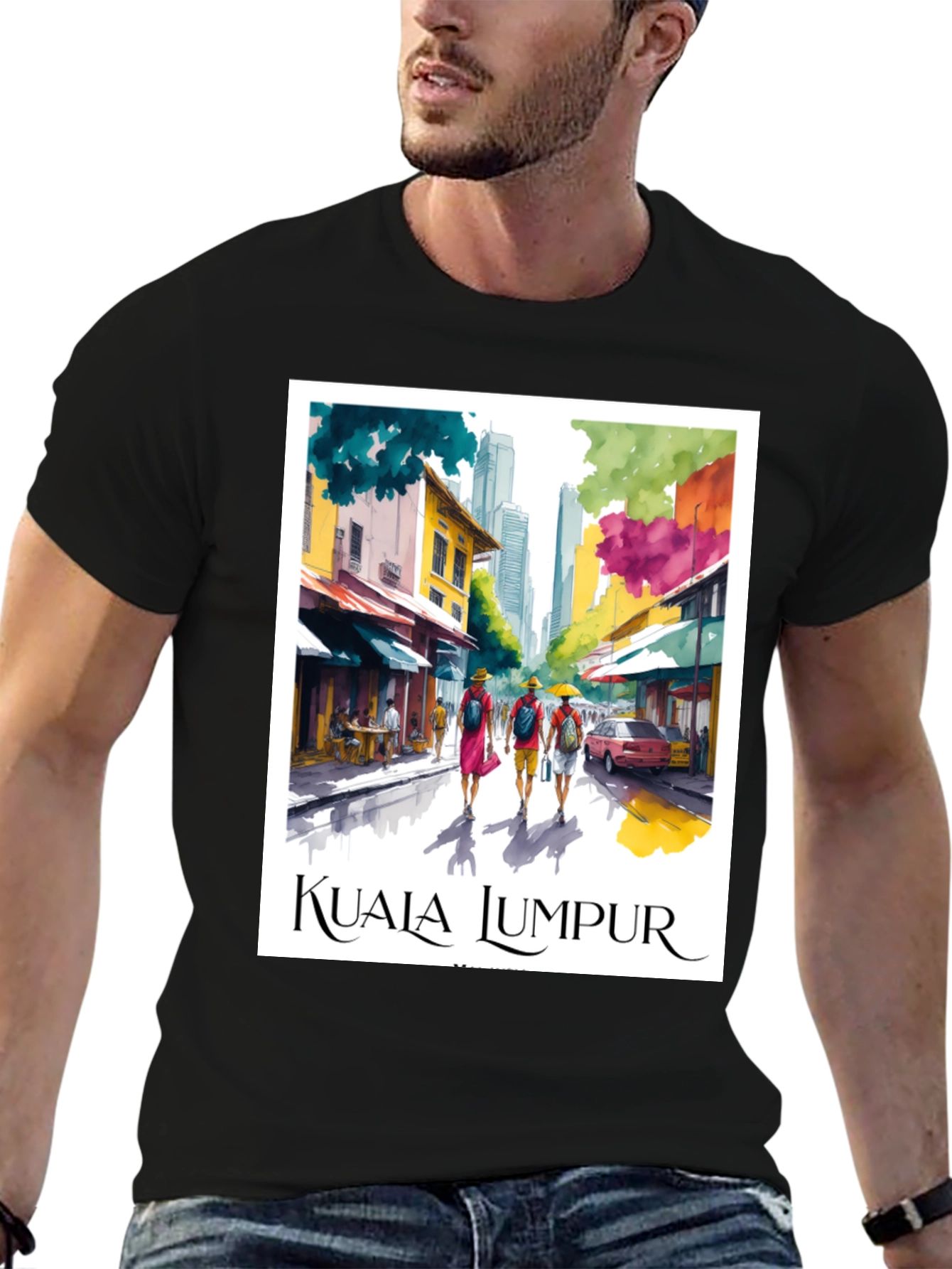 Black Kuala Lumpur Travel T-Shirt view 6