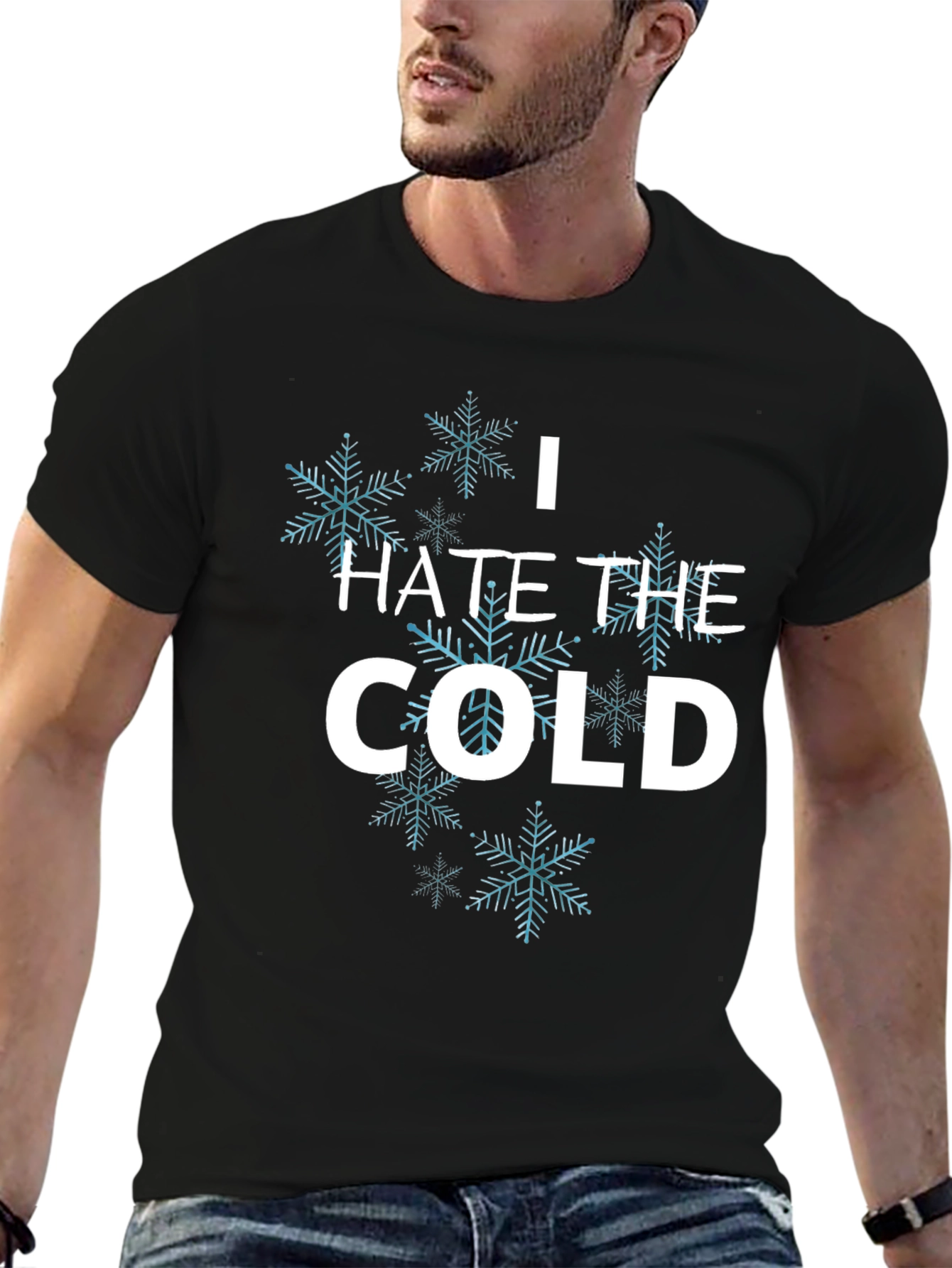 Black I Hate the Cold Snowflake T-Shirt - Unisex Black Tee view 6